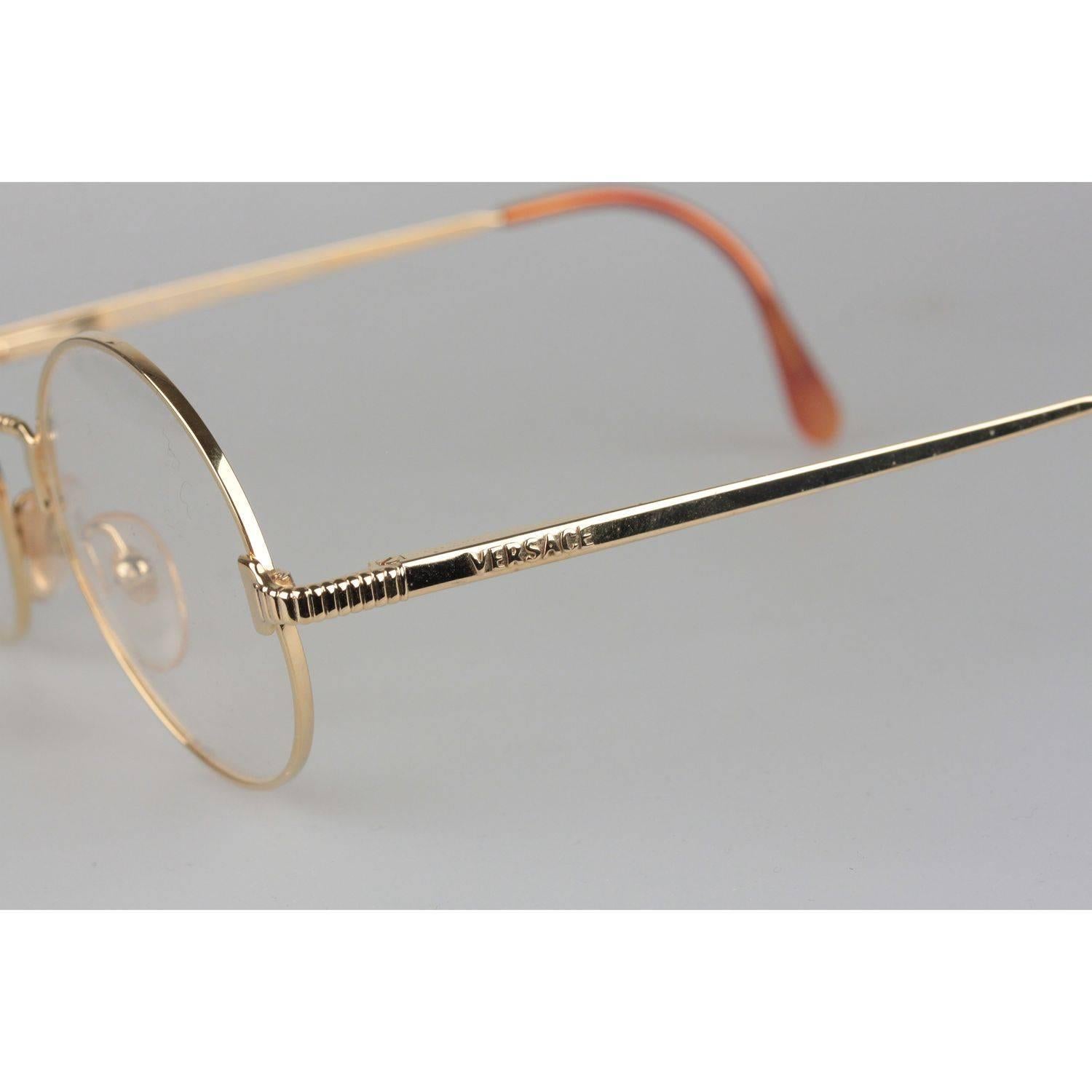 Gianni Versace Vintage Gold Metal Round Frame Mod 540 Eyeglasses NOS 1