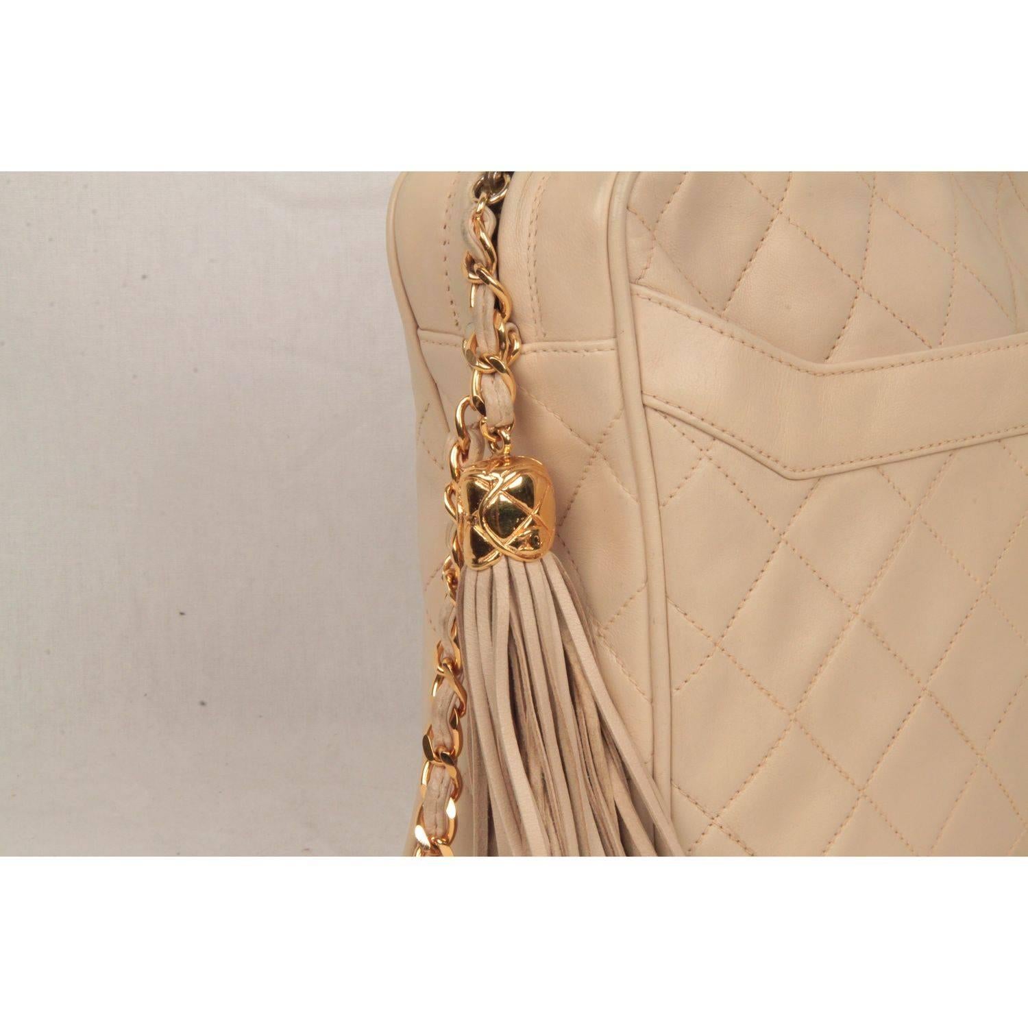 Chanel Vintage Beige Quilted Leather CC Stitch Camera Bag with  2