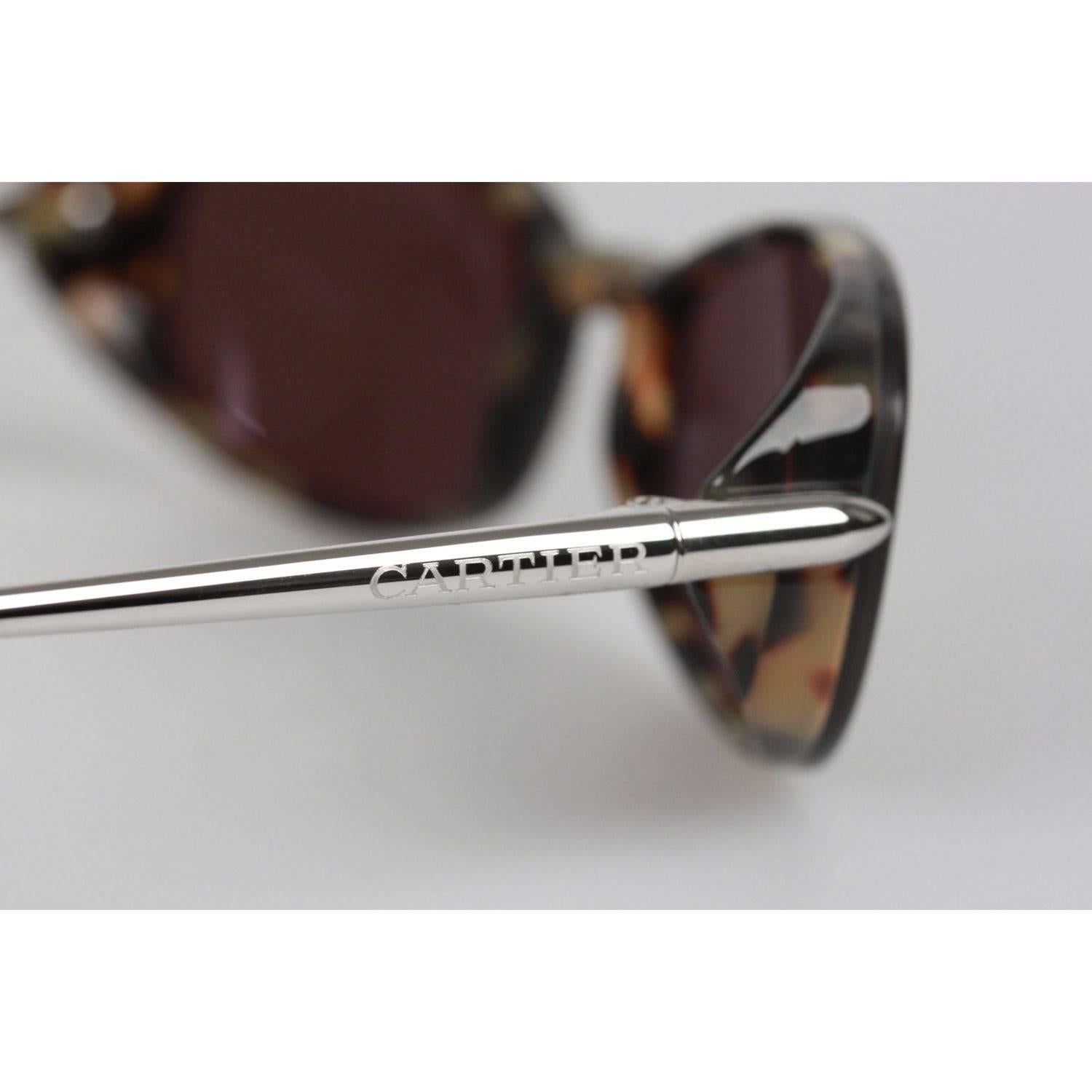 CARTIER Paris Brown Rectangular Small Sunglasses 53-19 135mm NOS 1