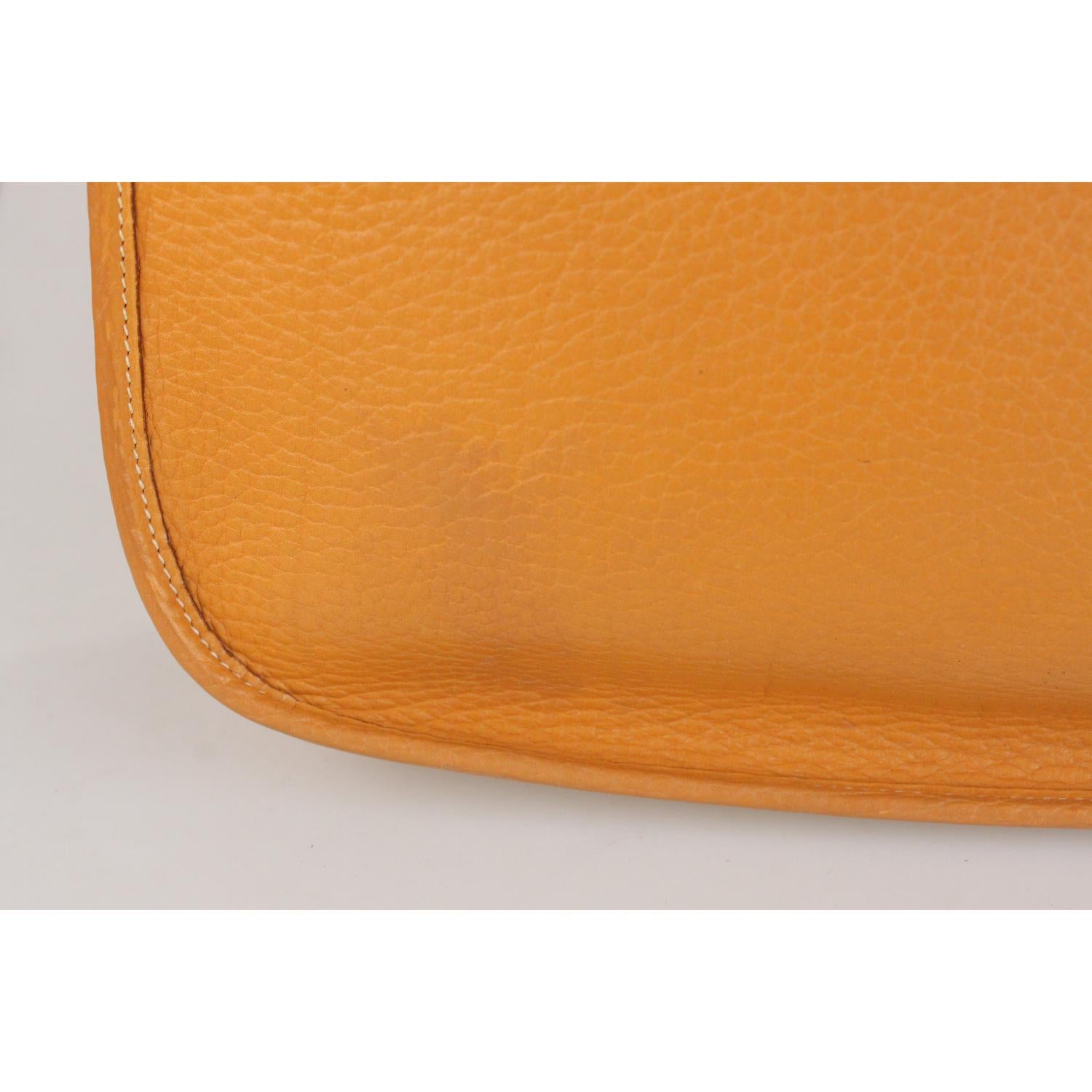 Orange Hermes Vintage Tan Leather Evelyne Shoulder Bag