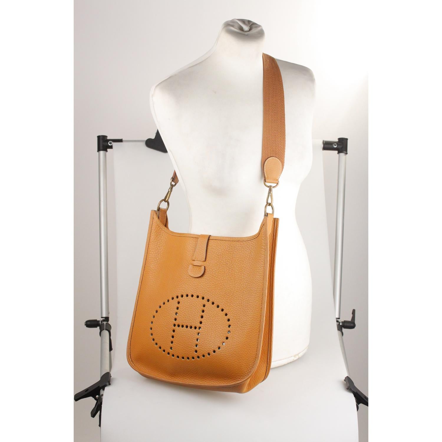 Hermes Vintage Tan Leather Evelyne Shoulder Bag 1