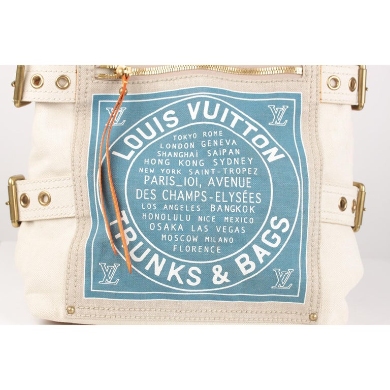 Louis Vuitton Limited Edition Blue Canvas Globe MM Shopping Bag