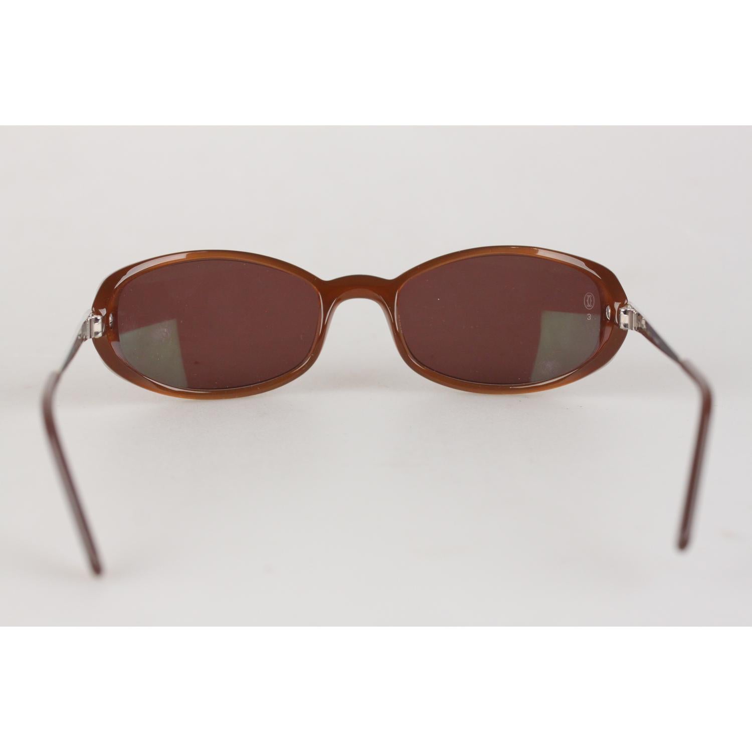 Cartier Paris Brown Unisex Sunglasses Mod T8200423 51mm New Old Stock 1