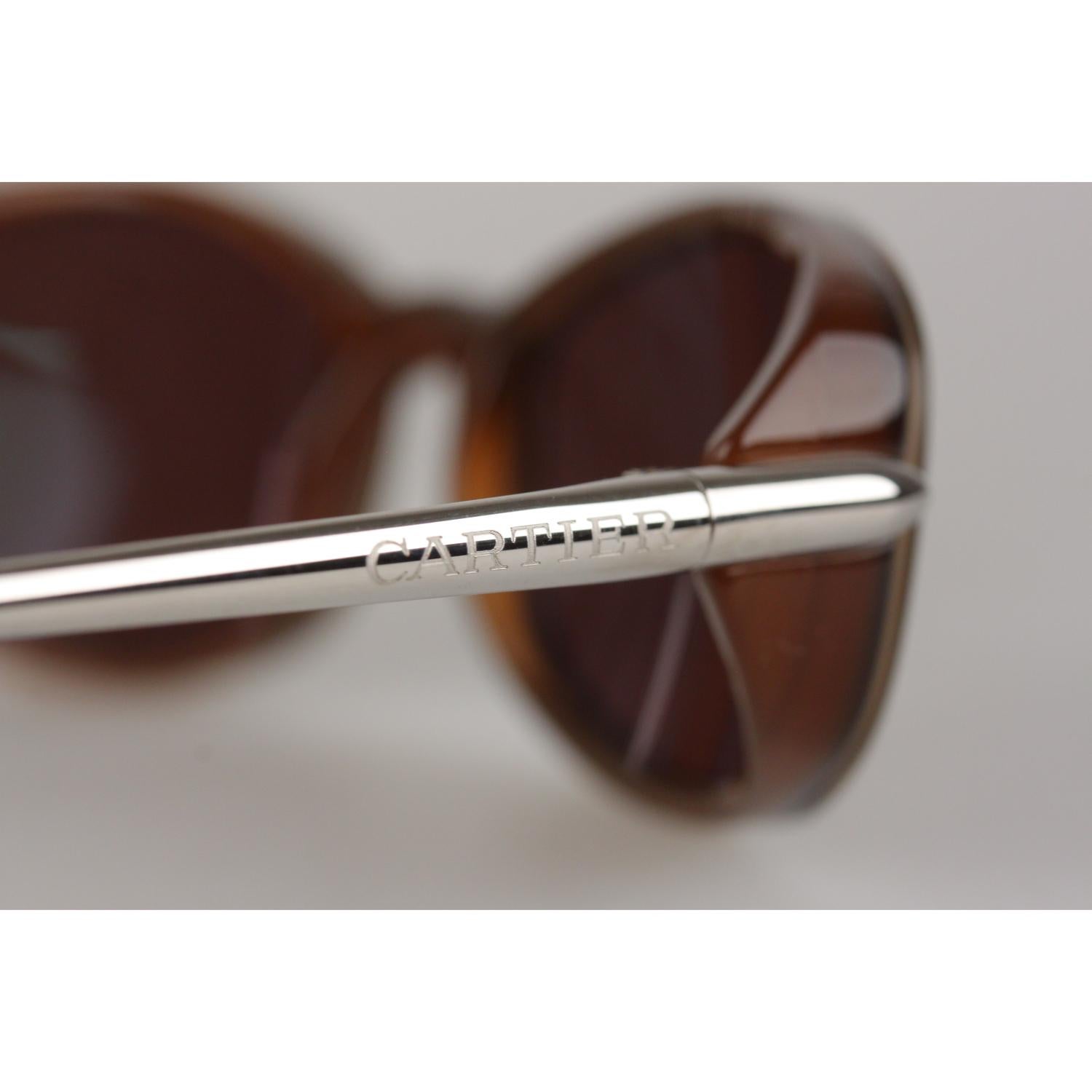 Cartier Paris Brown Unisex Sunglasses Mod T8200423 51mm New Old Stock 2