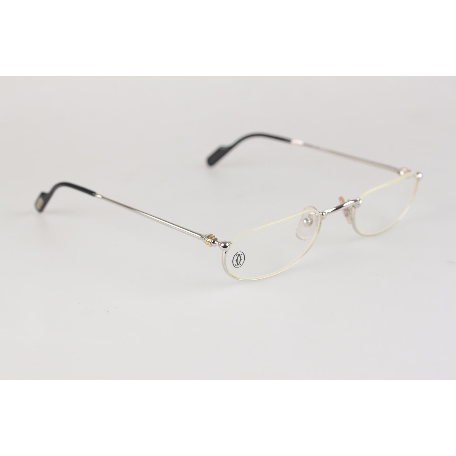 Cartier Paris Platinum Half-Rim Eyeglasses Mod. T8100348 New Old Stock In New Condition In Rome, Rome