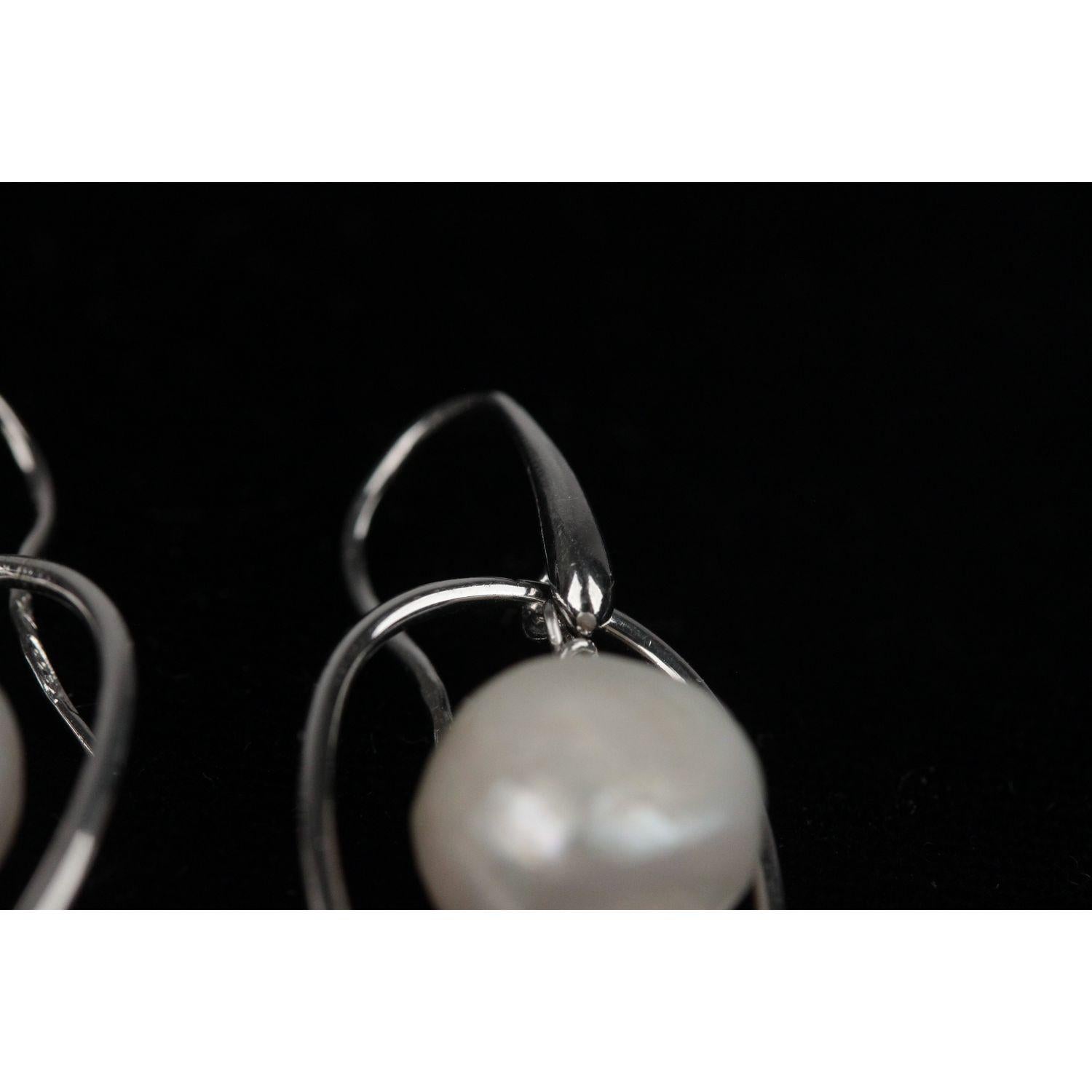 Women's Handmade in Italy 925 Sterling Silver Earrings with Baroque Pearls Beads