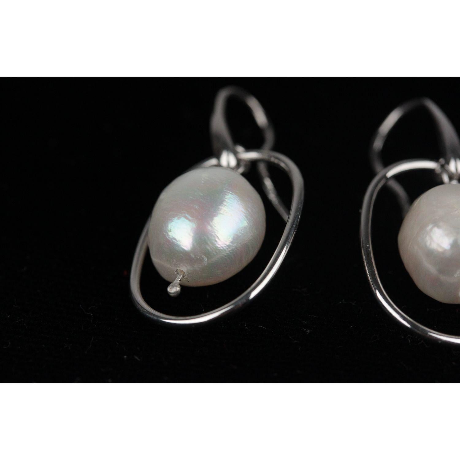 Handmade in Italy 925 Sterling Silver Earrings with Baroque Pearls Beads In New Condition In Rome, Rome