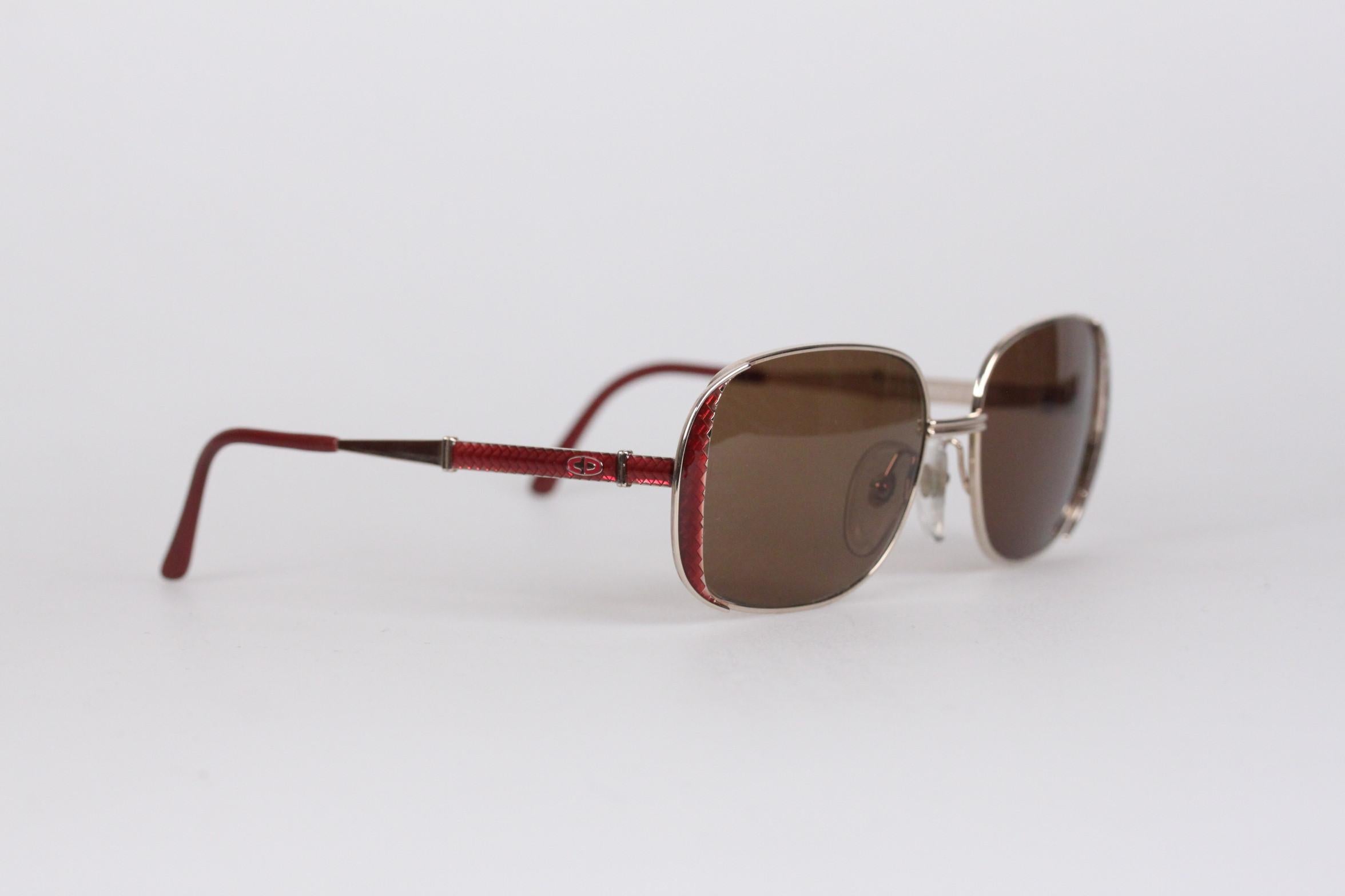Christian Dior Vintage Gold Brown Sunglasses 2713 53mm New Old Stock In Excellent Condition In Rome, Rome