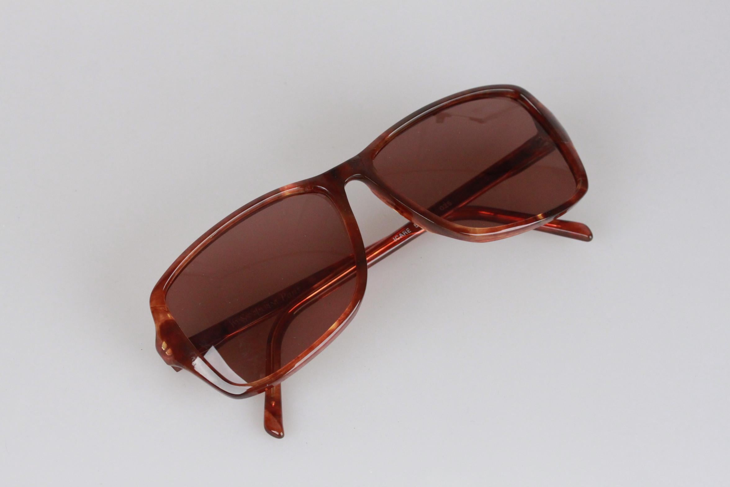Yves Saint Laurent Vintage Brown Sunglasses Icare 59mm New Old Stock 1