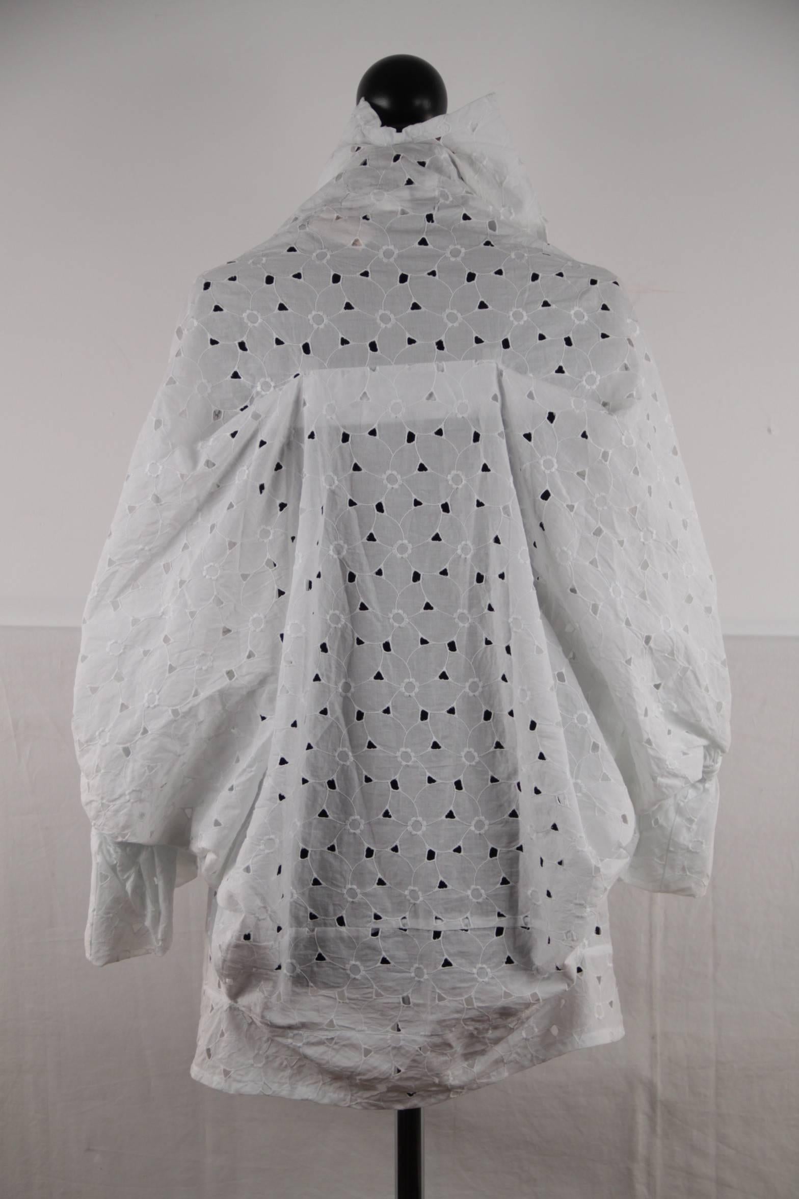 Gray Junya Watanabe For Comme Des Garcons White Broiderie Anglaise SHIRT Blouse 