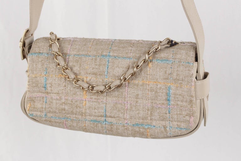 Chanel Beige Tweed and Leather Mademoiselle Turnlock Shoulder Bag ...
