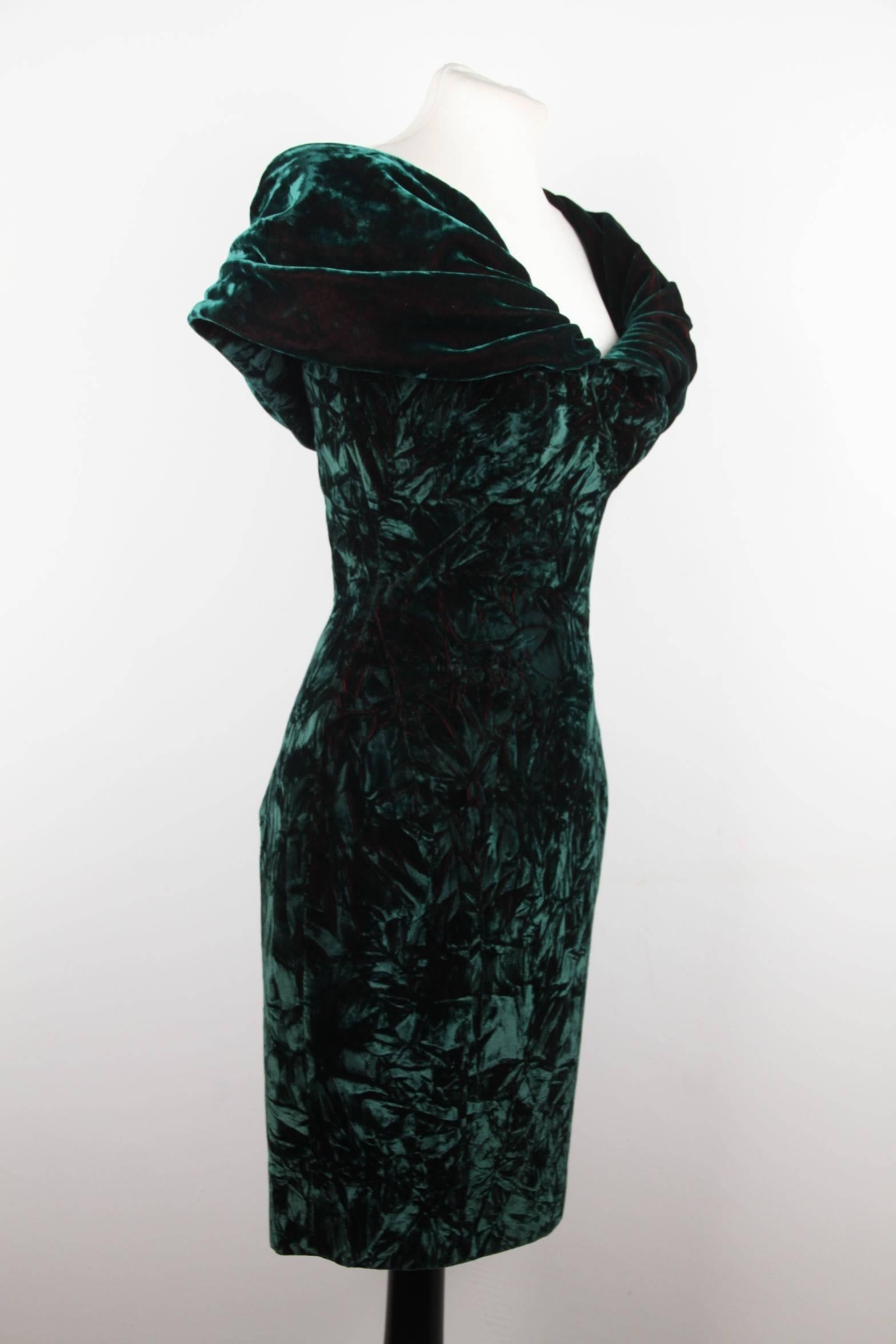 green velvet off the shoulder dress