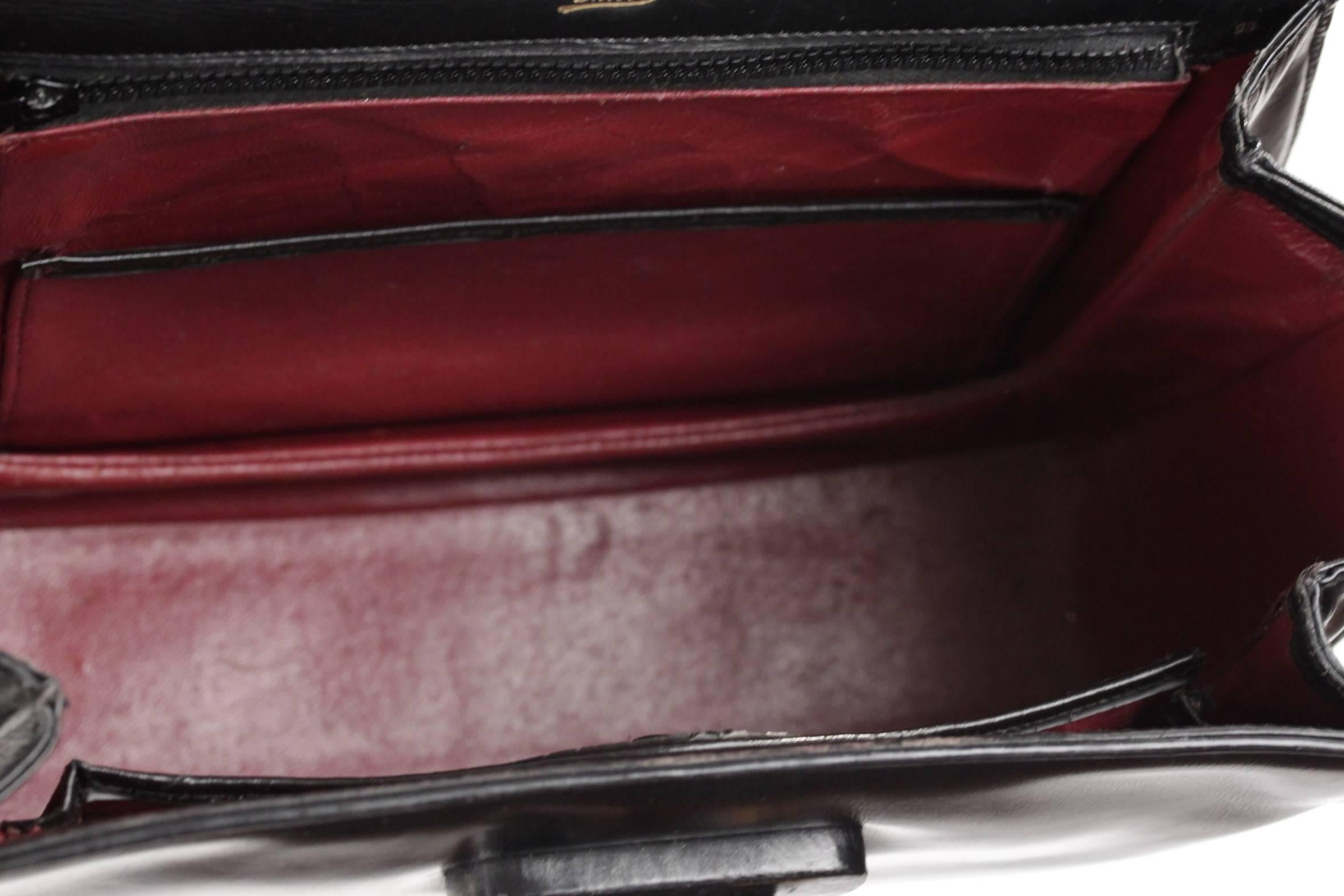 GUCCI Italian VINTAGE Black Leather BAMBOO BAG Handbag PURSE Rare 1