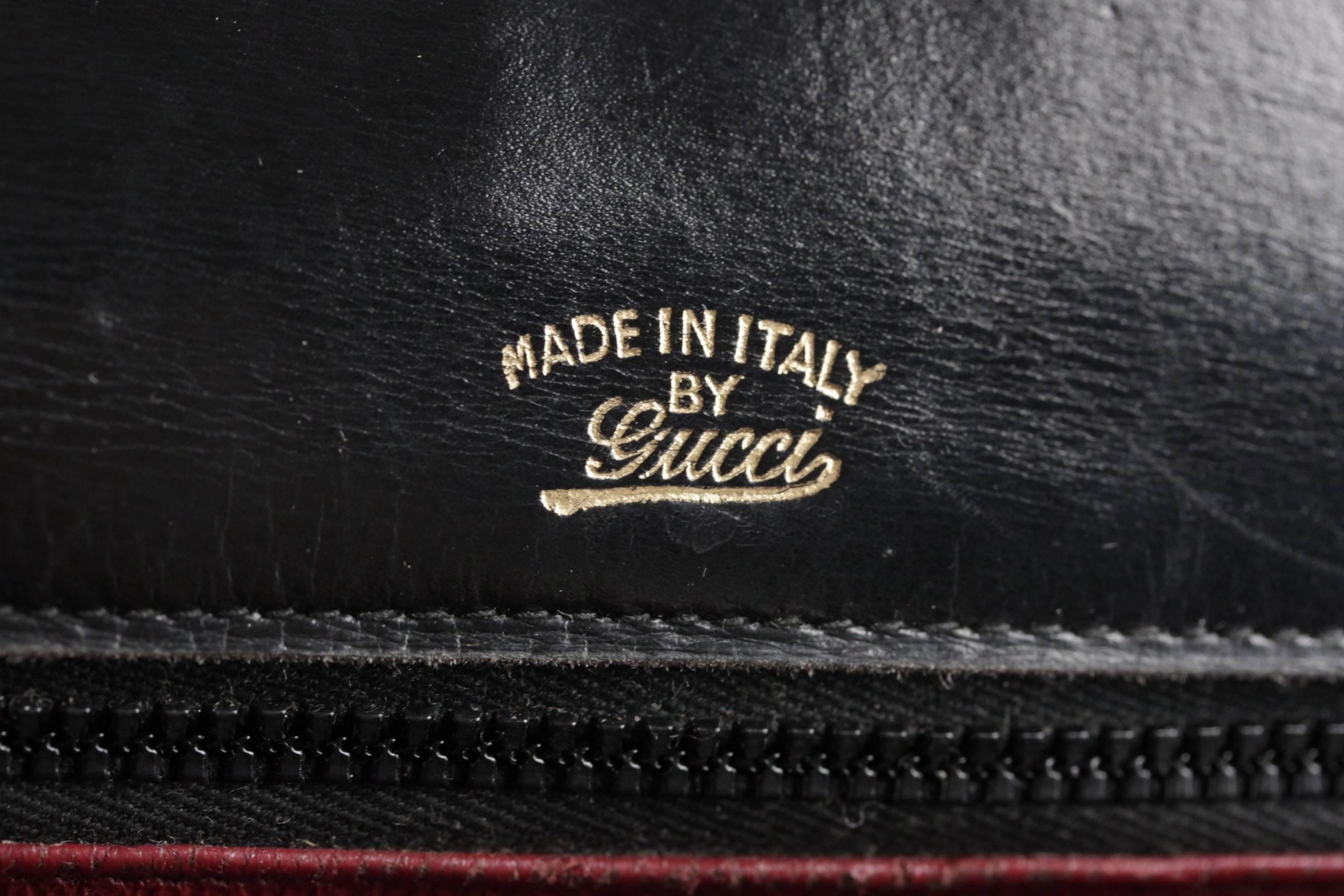 GUCCI Italian VINTAGE Black Leather BAMBOO BAG Handbag PURSE Rare 3