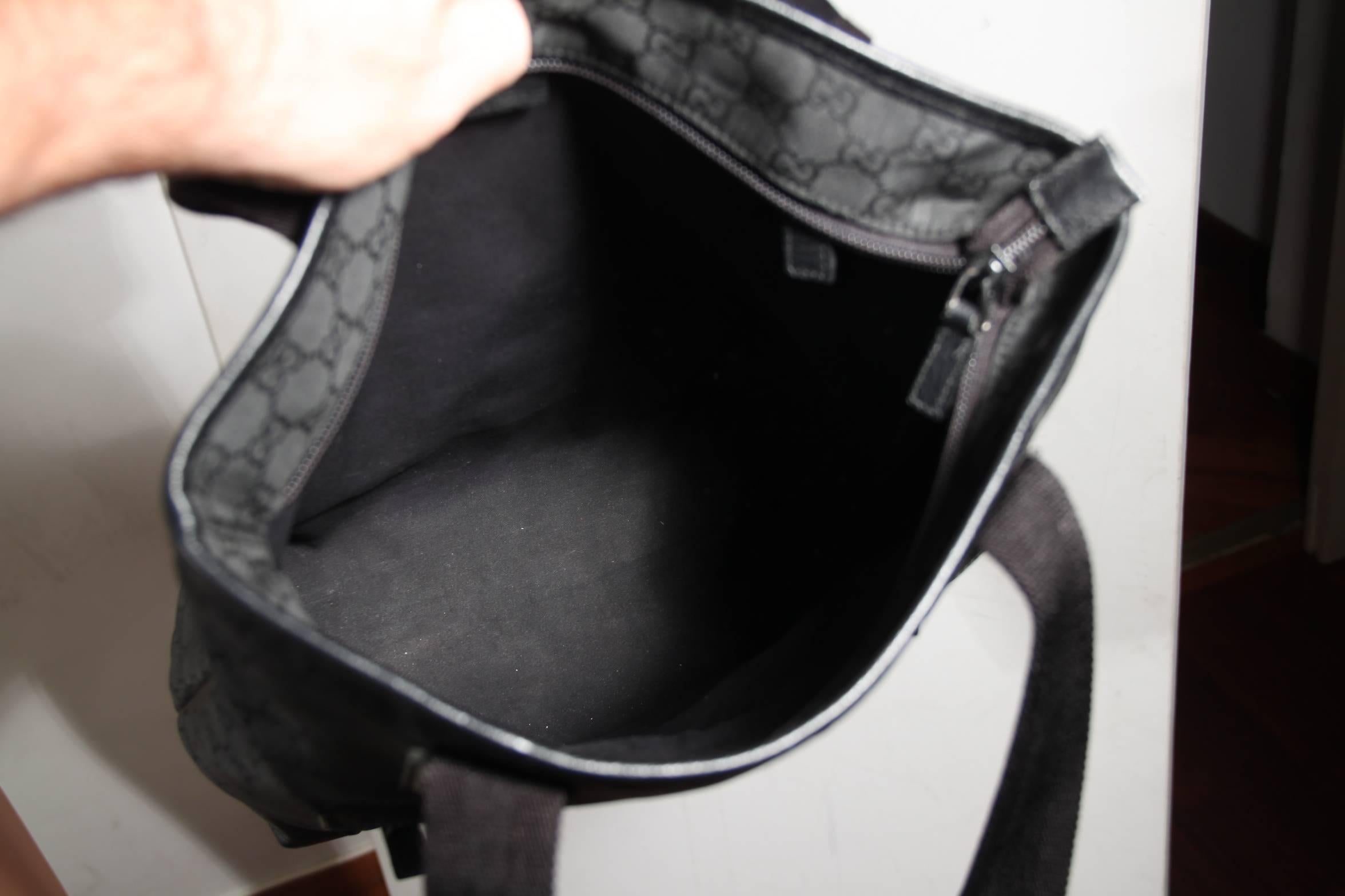 GUCCI Italian Black GG MONOGRAM Canvas TOTE Handbag SHOPPING BAG 3