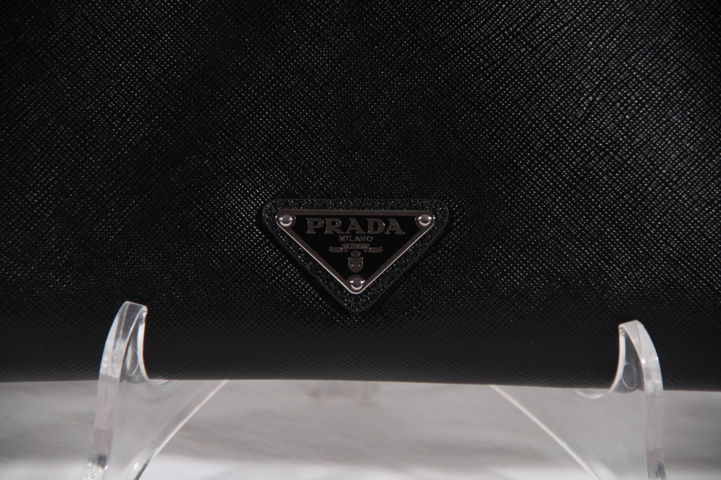 Women's PRADA Italian Black SAFFIANO Leather PORTFOLIO Clutch HANDBAG Document Holder