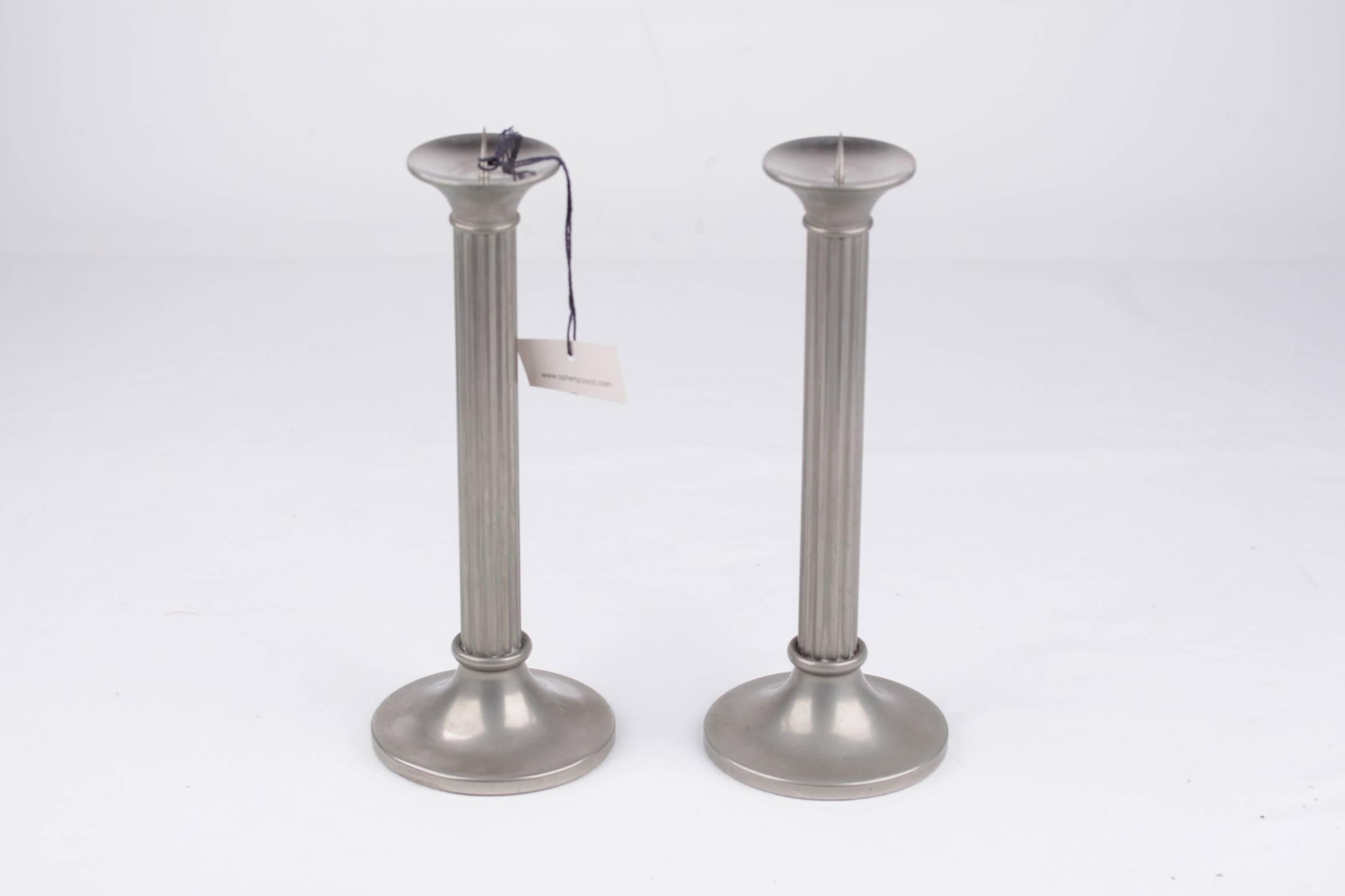 GUCCI Italian VINTAGE Silver Metal 2 CANDLESTICKS SET Candle Holder HOME DECOR In Good Condition In Rome, Rome