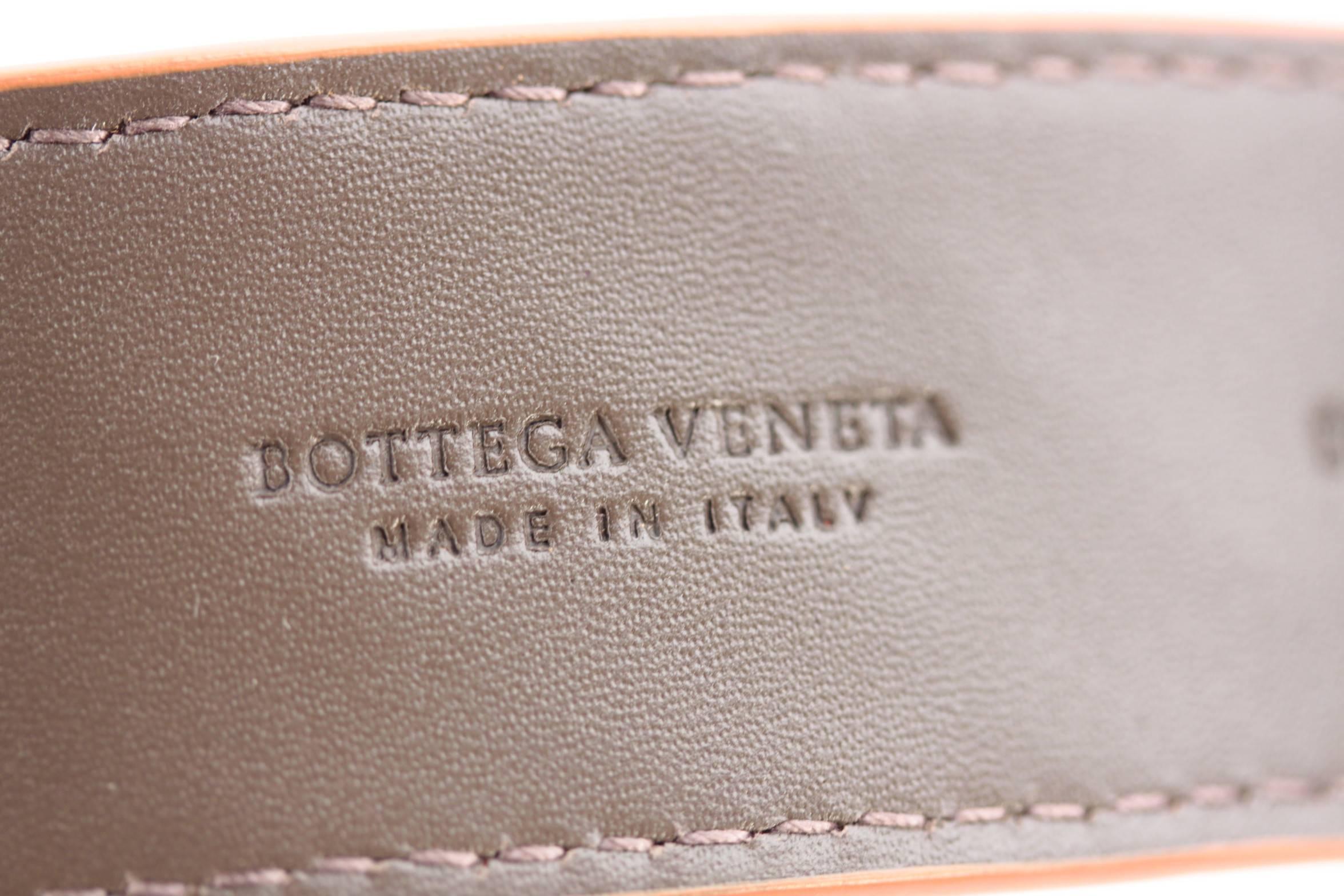 BOTTEGA VENETA Italian Orange INTRECCIATO Woven Leather BELT Round Buckle  1