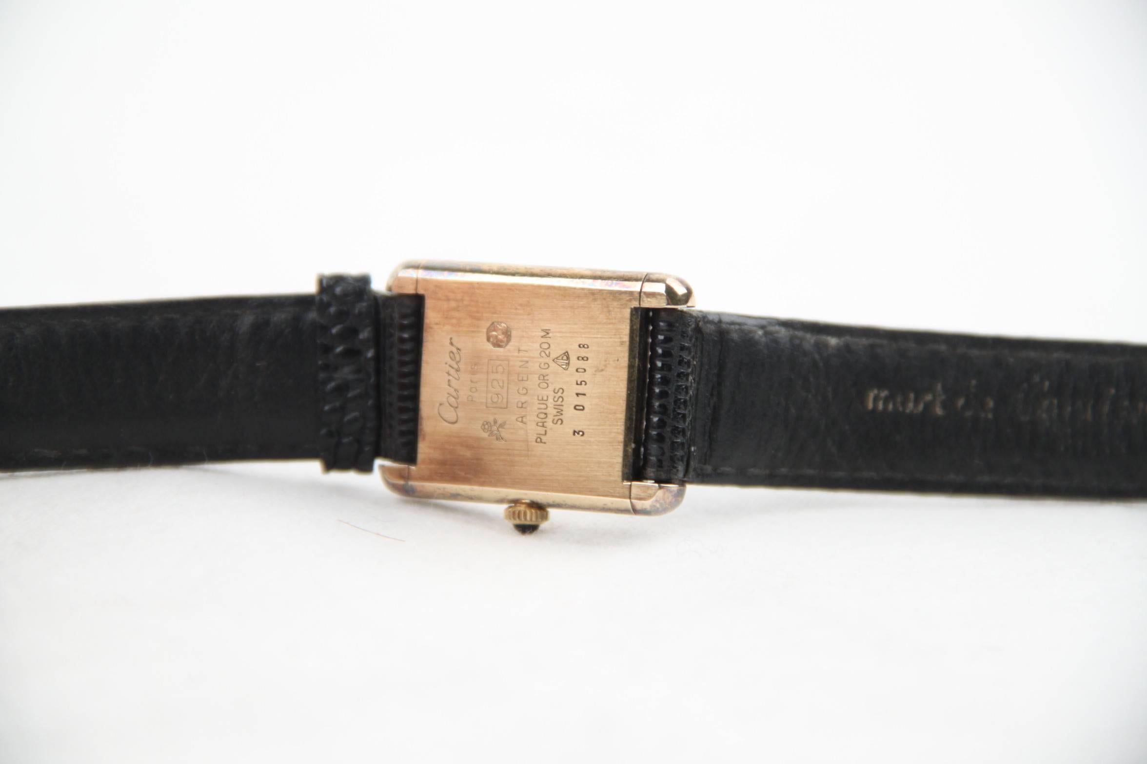 Women's or Men's Cartier Gold Plated Silver Must de Cartier Wristwatch