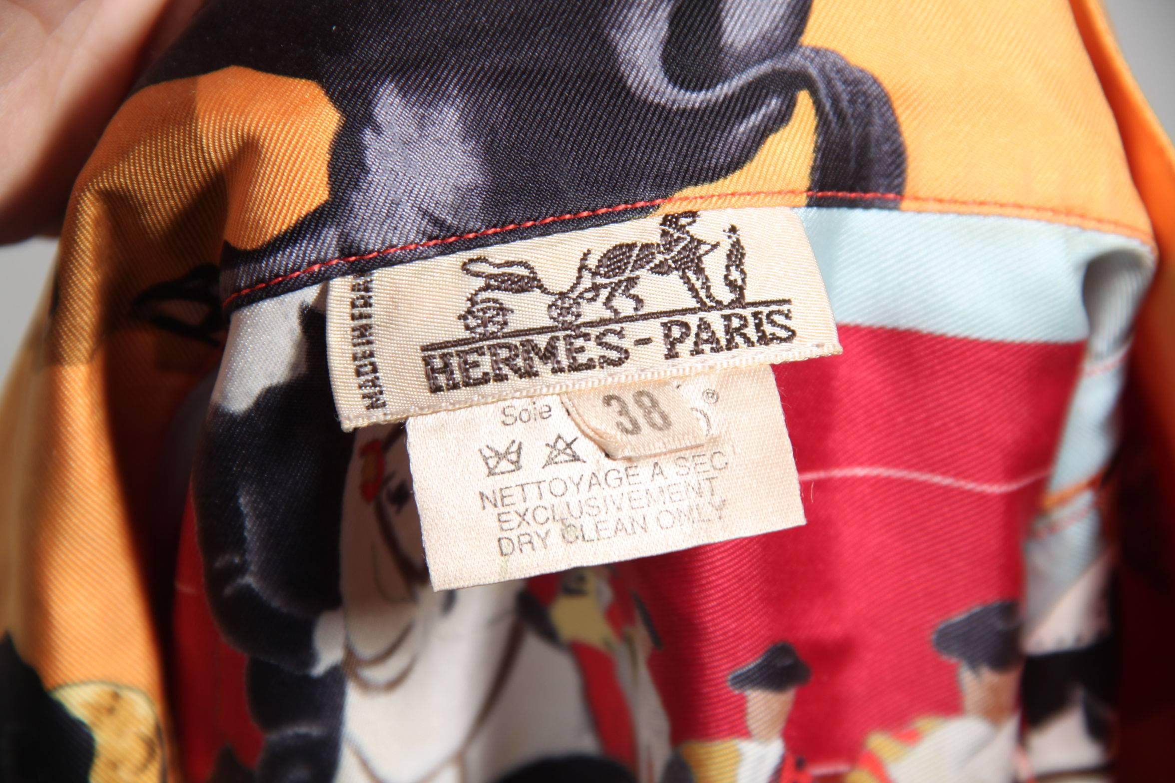 HERMES PARIS Silk PLAZA DE TOROS De Watrigant SLEEVELESS SHIRT Blouse 38 1