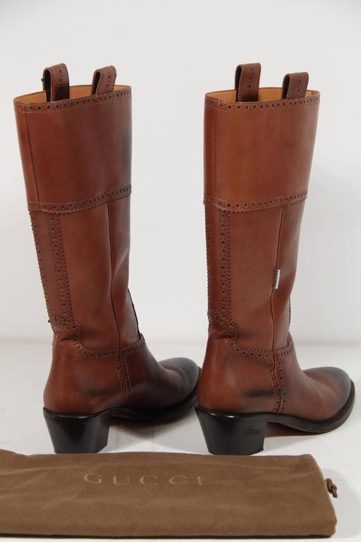 Leather cowboy boots Gucci Brown size 38 EU in Leather - 34563420