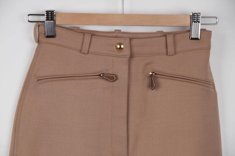 HERMES PARIS Vintage Tan Wool EQUESTRIAN RIDING PANTS High Waist Sz 36