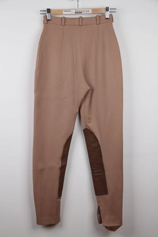 HERMES PARIS Vintage Tan Wool EQUESTRIAN RIDING PANTS High Waist Sz 36