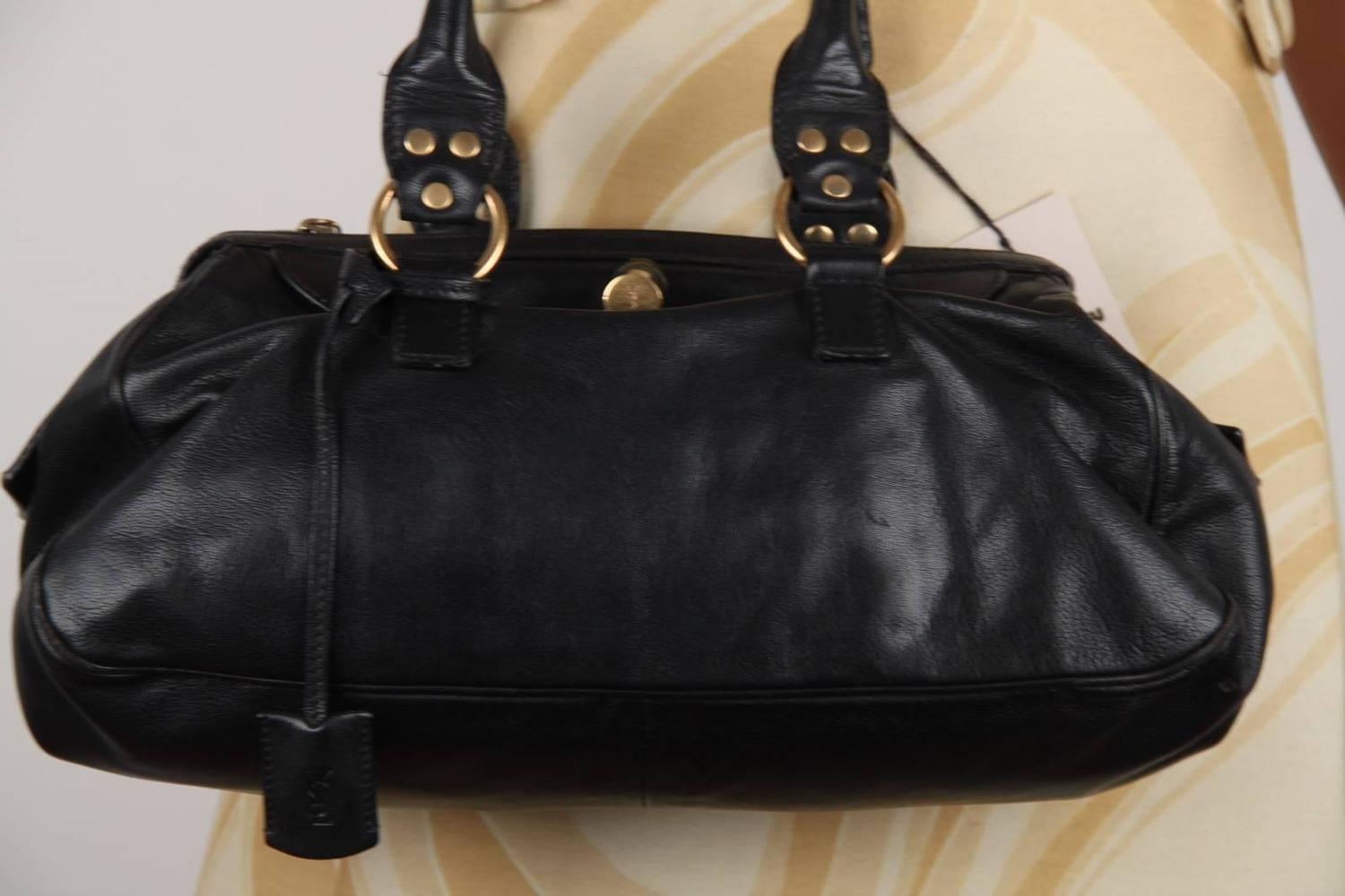 YVES SAINT LAURENT Black Leather MUSE Soft Doctor Bag TOTE Bowler ...  