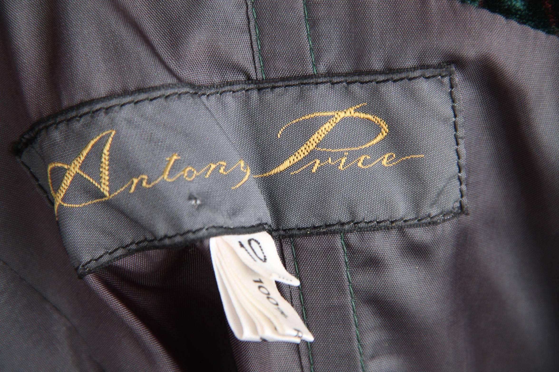 ANTONY PRICE Vintage Green Velvet  OFF SHOULDER Mini DRESS Size 10 UK 1