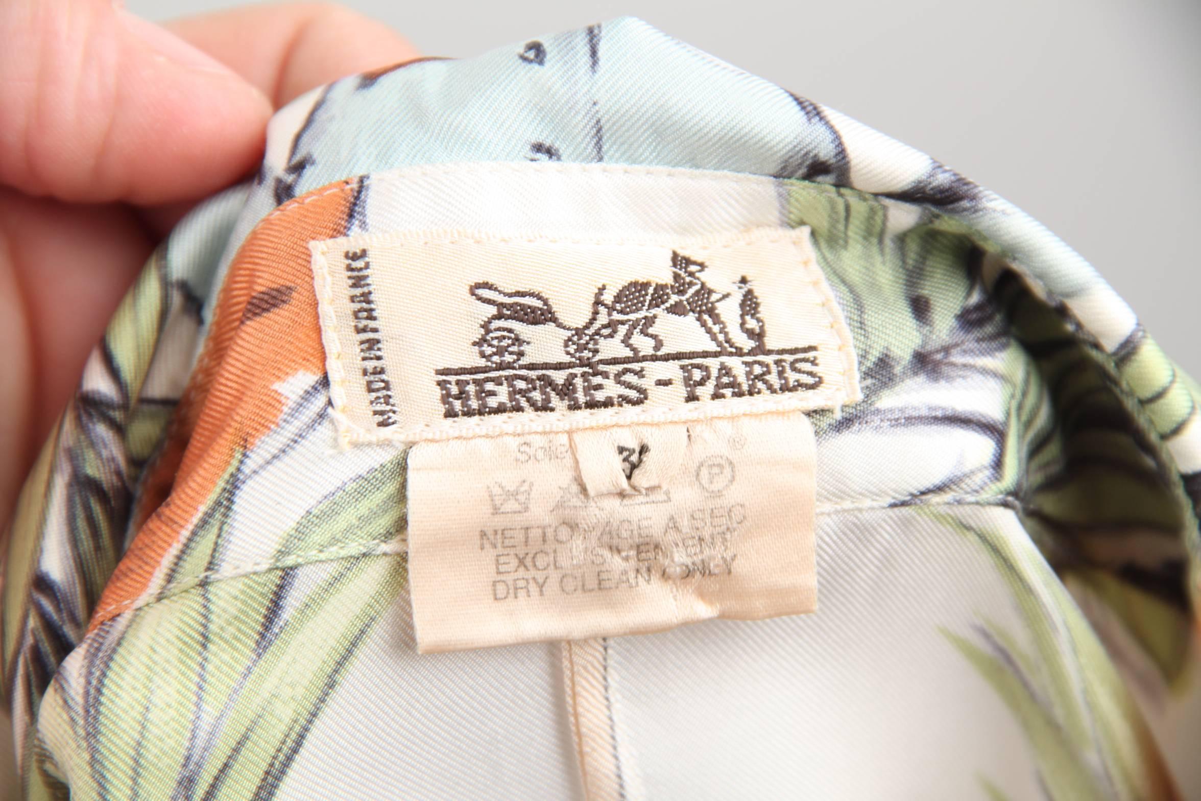 HERMES PARIS Vintage Silk COURSES A CHANTILLY Maurice Taquoy SHIRT Blouse 4