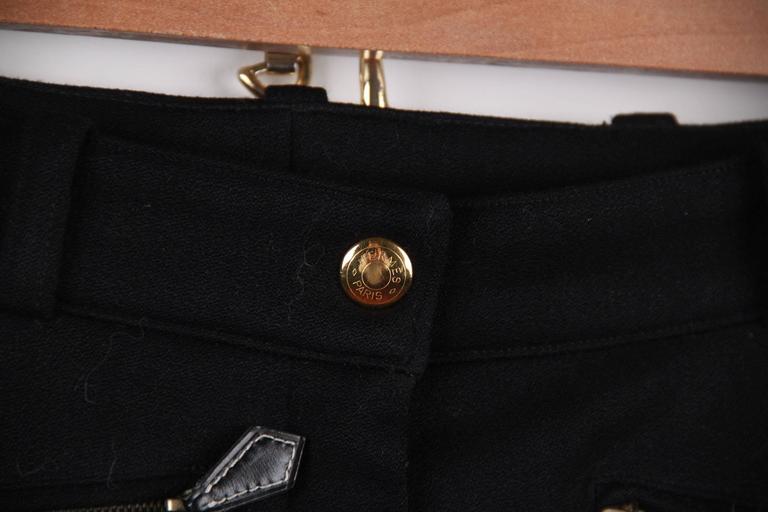 HERMES PARIS Vintage Black Wool EQUESTRIAN RIDING PANTS High Waist Sz