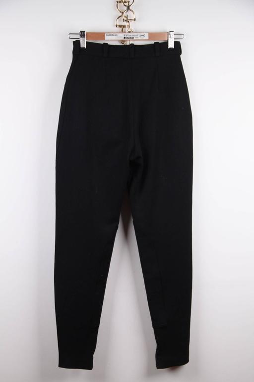 HERMES PARIS Vintage Black Wool EQUESTRIAN RIDING PANTS High Waist Sz