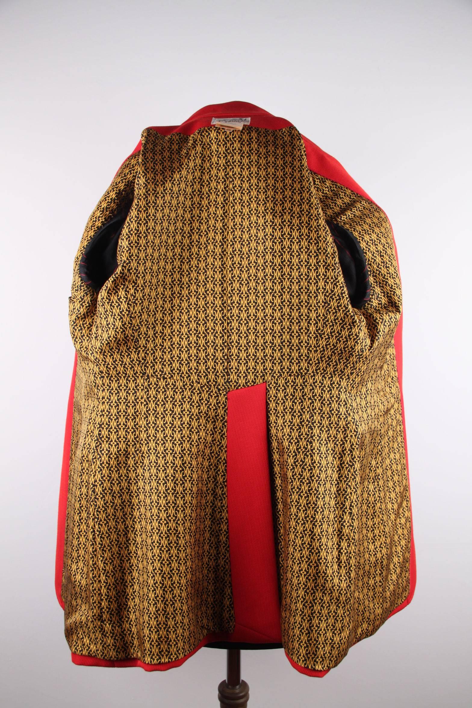 HERMES PARIS Vintage Red Wool BLAZER Long Line Jacket SIZE 38 FR 2