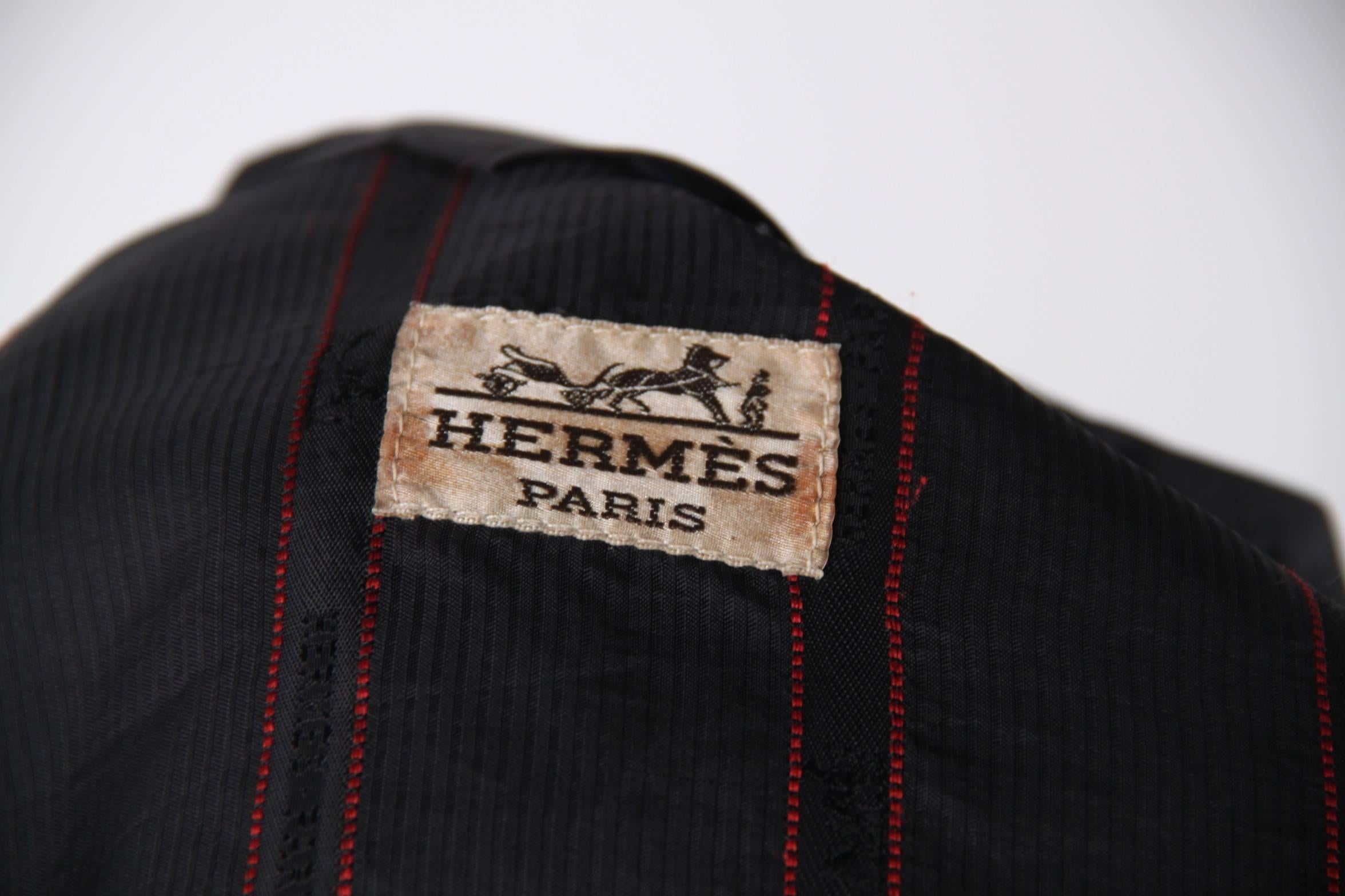 HERMES PARIS Vintage Black Cotton MACKINTOSH COAT Mac Mack RAINCOAT 2