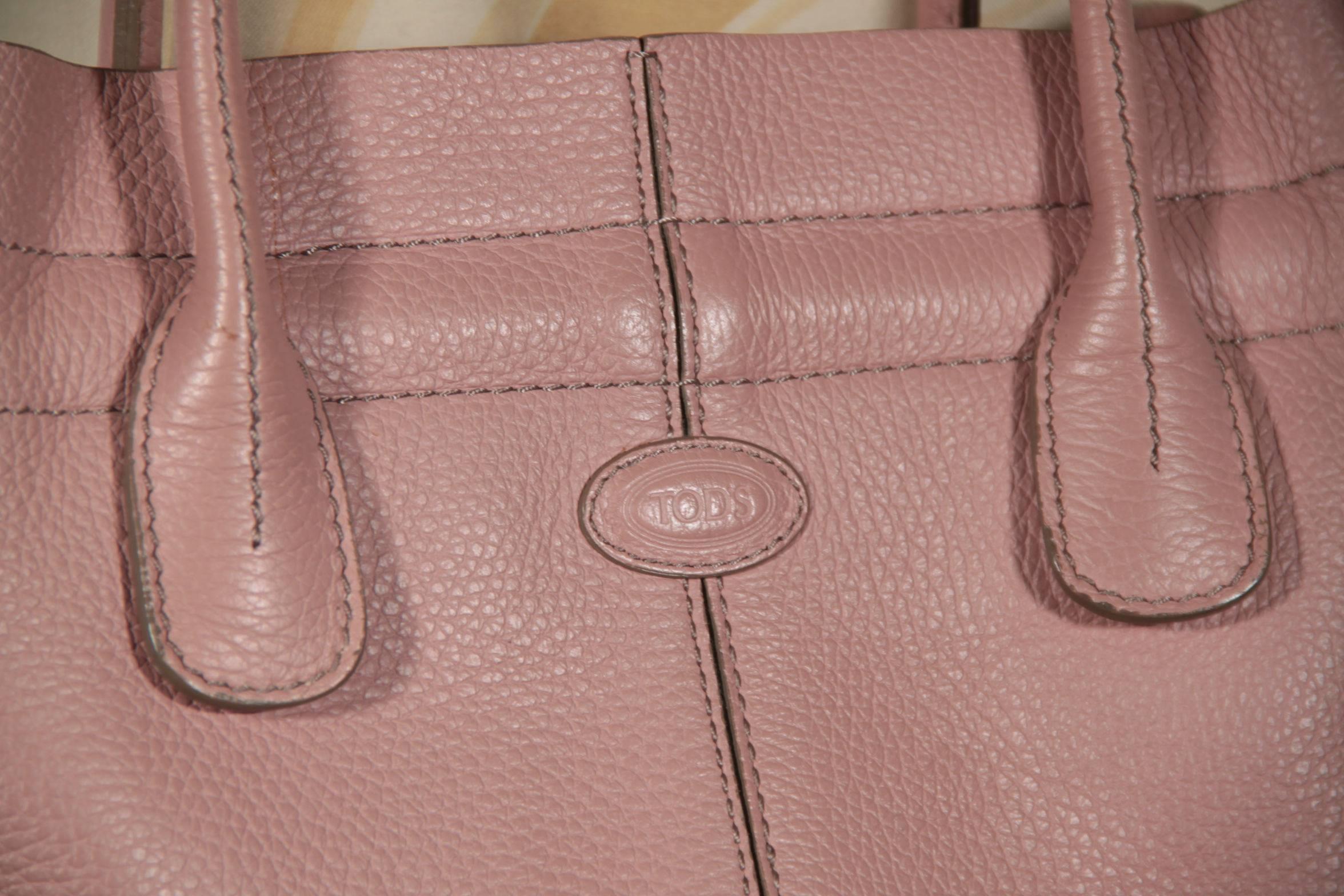 TOD'S Italian Pink Pebbled Leather Small NEW D BAG Handtasche TOTE Umhängetasche 2
