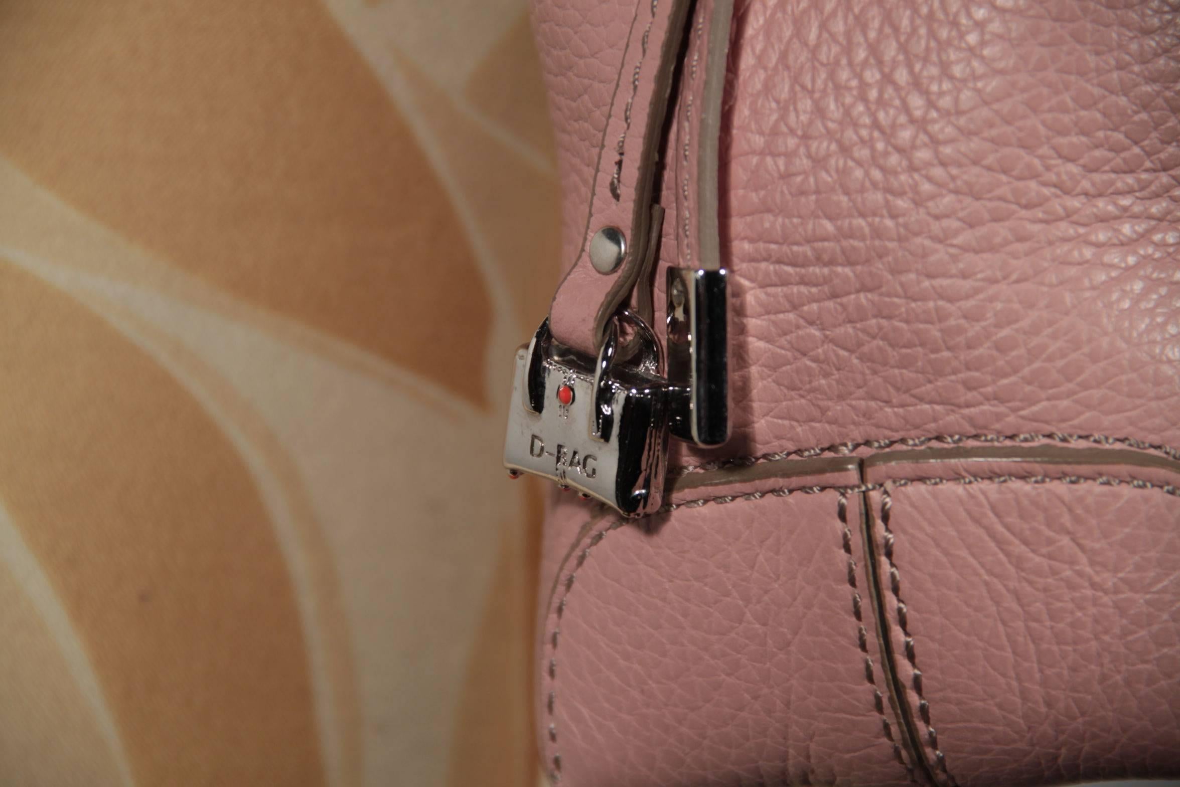 TOD'S Italian Pink Pebbled Leather Small NEW D BAG Handtasche TOTE Umhängetasche 1