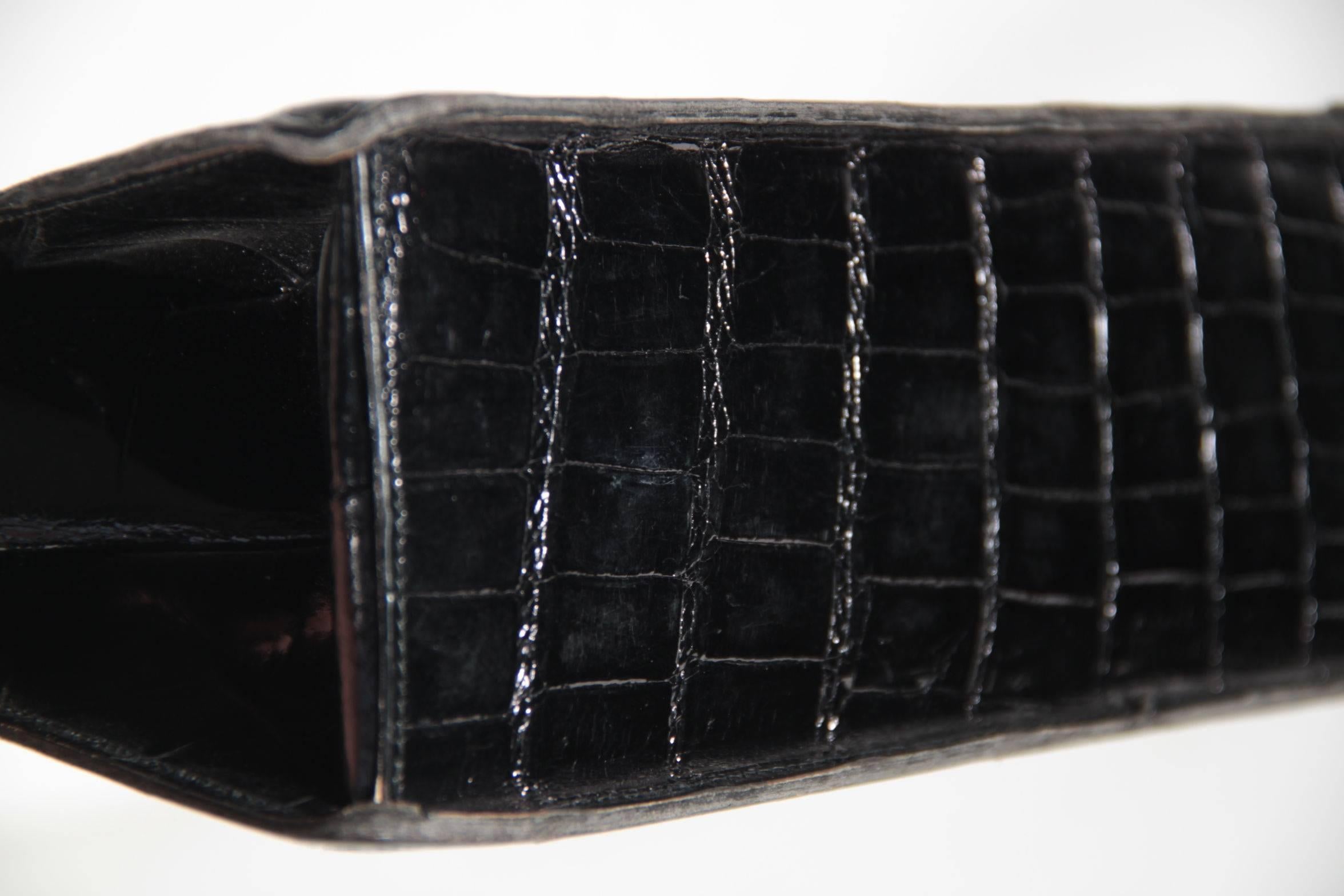 DEAUVILLE Vintage Black CROCODILE SKIN 1960s HANDBAG Frame Purse at ...