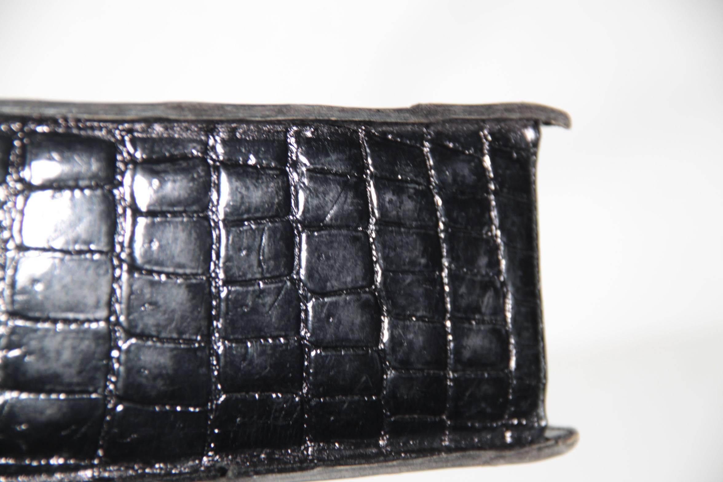 DEAUVILLE Vintage Black CROCODILE SKIN 1960s HANDBAG Frame Purse In Excellent Condition In Rome, Rome