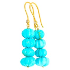 Kingman Turquoise Melon Bead Earrings