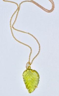 Collar de oro amarillo macizo de 14 quilates con turmalina rosa o verde tallada (¡No es un conjunto!)