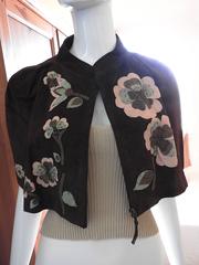 NEW MARNI ✿*ﾟ LEATHER SUEDE FLOWER APPLIQUES Blazer Cape Vest Cloak I 44, US 10