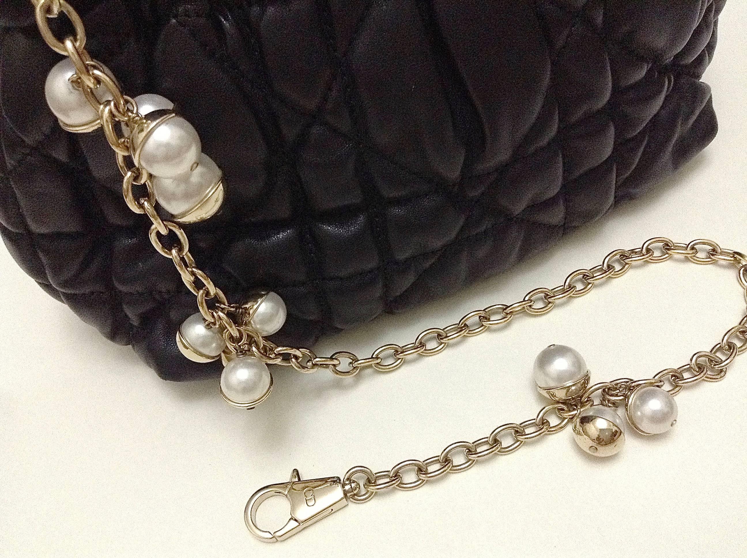  Christian Dior ✿*ﾟMISE EN DIOR Pearl Jeweled Chain Quilted Bag Handbag 1