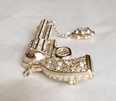 Chanel ✿*ﾟDALLAS Craftsmanship Gripoix Camellia Jeweled Gun Pistol Brooch