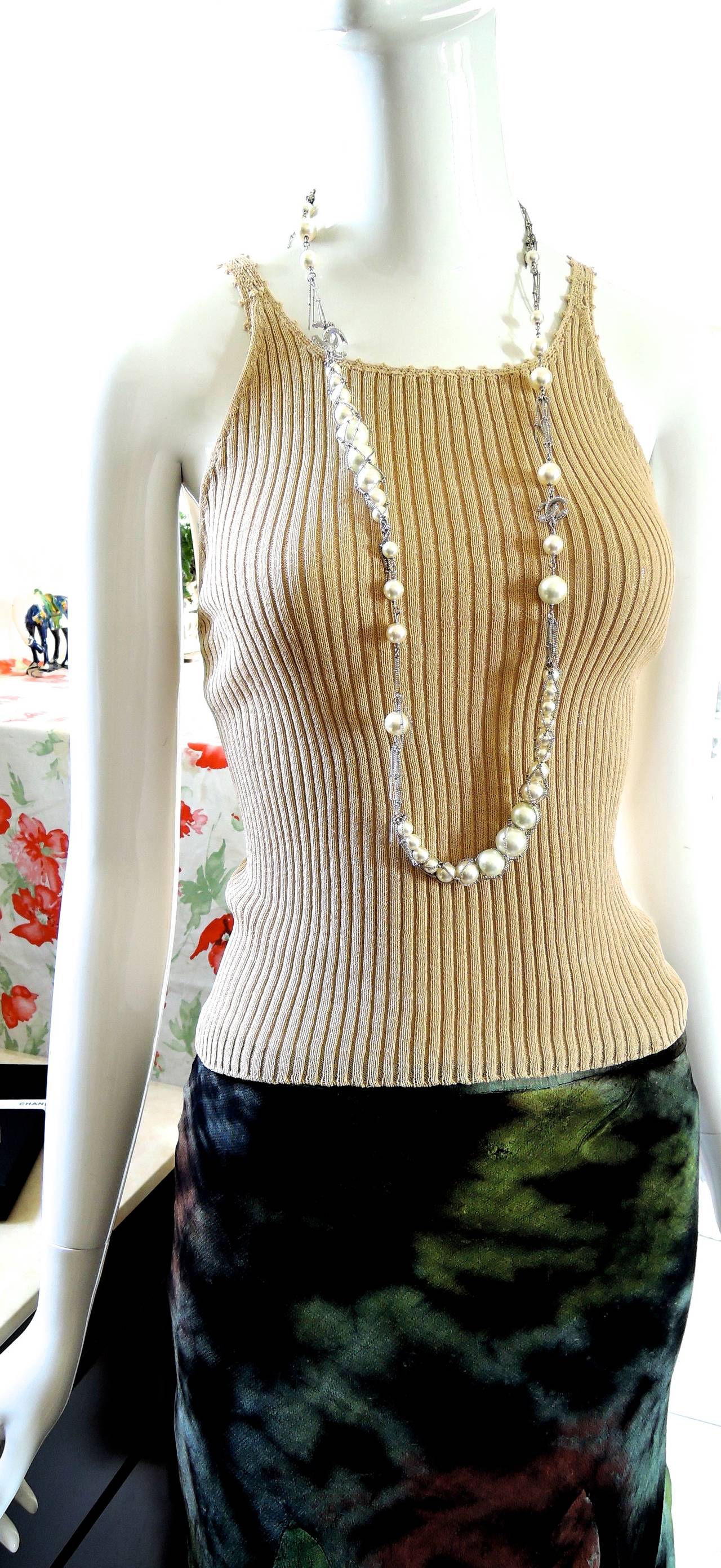 Women's NEW Chanel ✿*ﾟLong SUPERMARKET Grocery FISHNET Pearl  Necklace For Sale