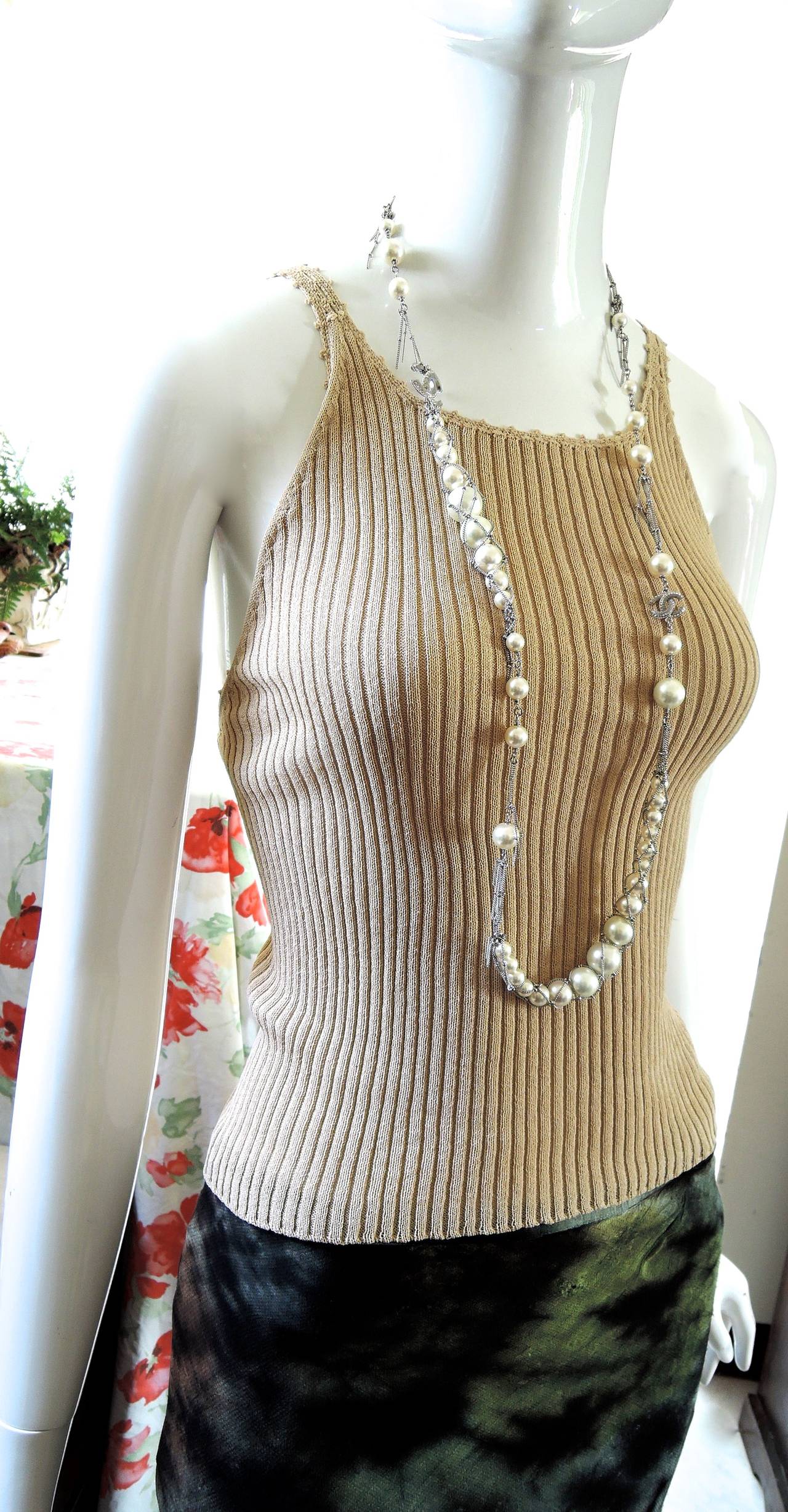 NEW Chanel ✿*ﾟLong SUPERMARKET Grocery FISHNET Pearl  Necklace For Sale 3