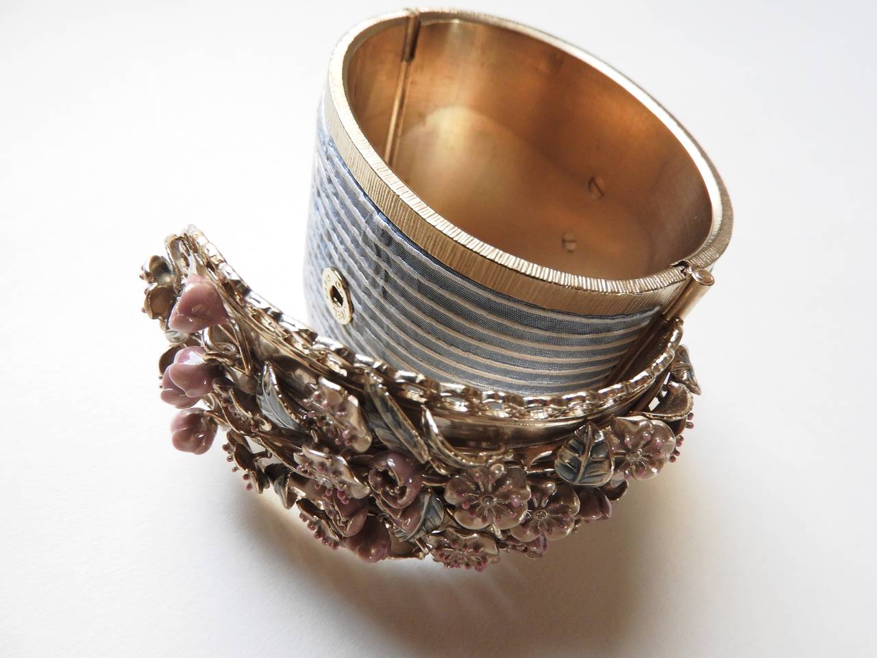 13C Chanel ROYALE HIP-HOP Lavish Solid Brass Flower Cuff Bracelet 4