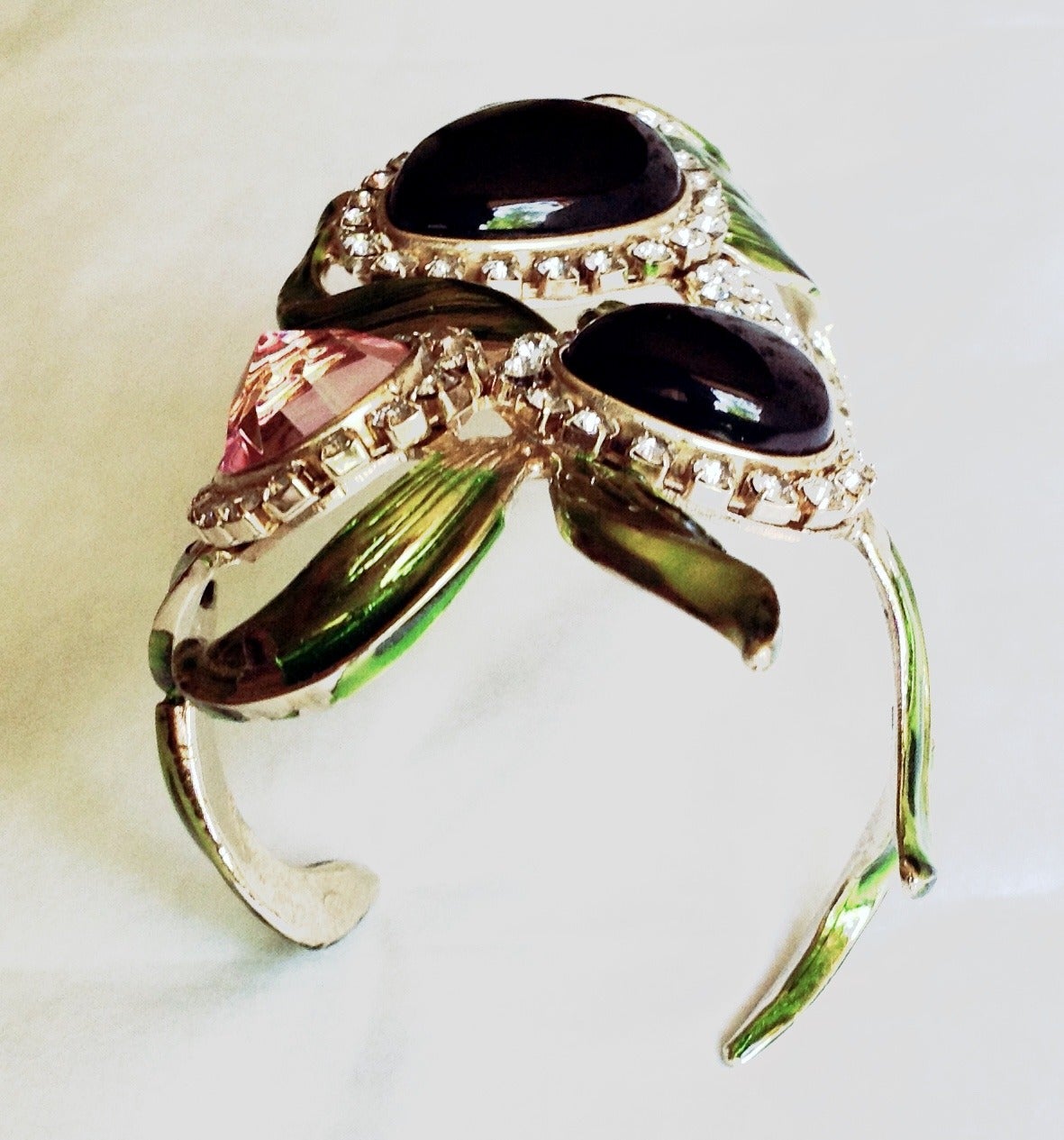 Yves Saint Laurent YSL Magnificent 12CM  Glass 3D Flower Cuff Bracelet For Sale 1