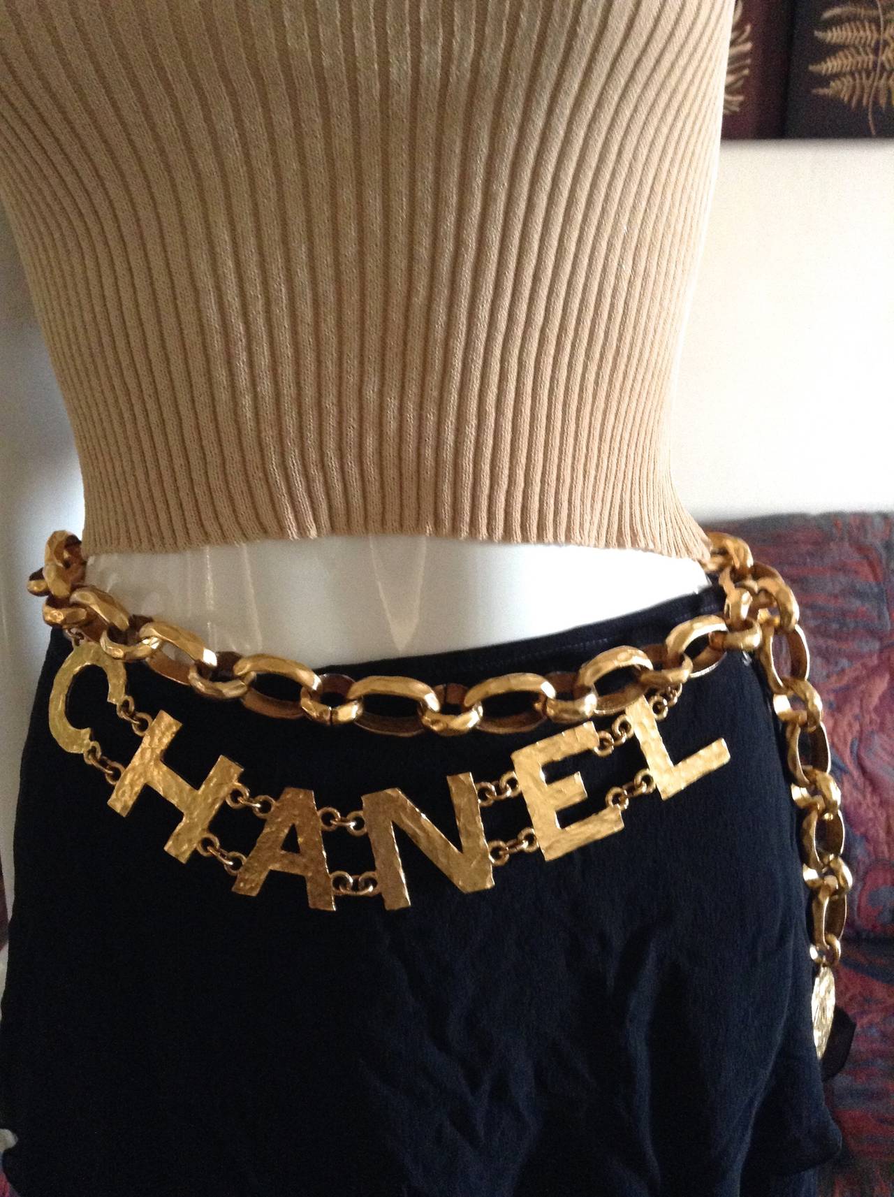 Brown Chanel Vintage Massive Chunky Letter Necklace Belt