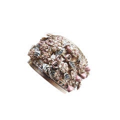13C Chanel ROYALE HIP-HOP Lavish Solid Brass Flower Cuff Bracelet
