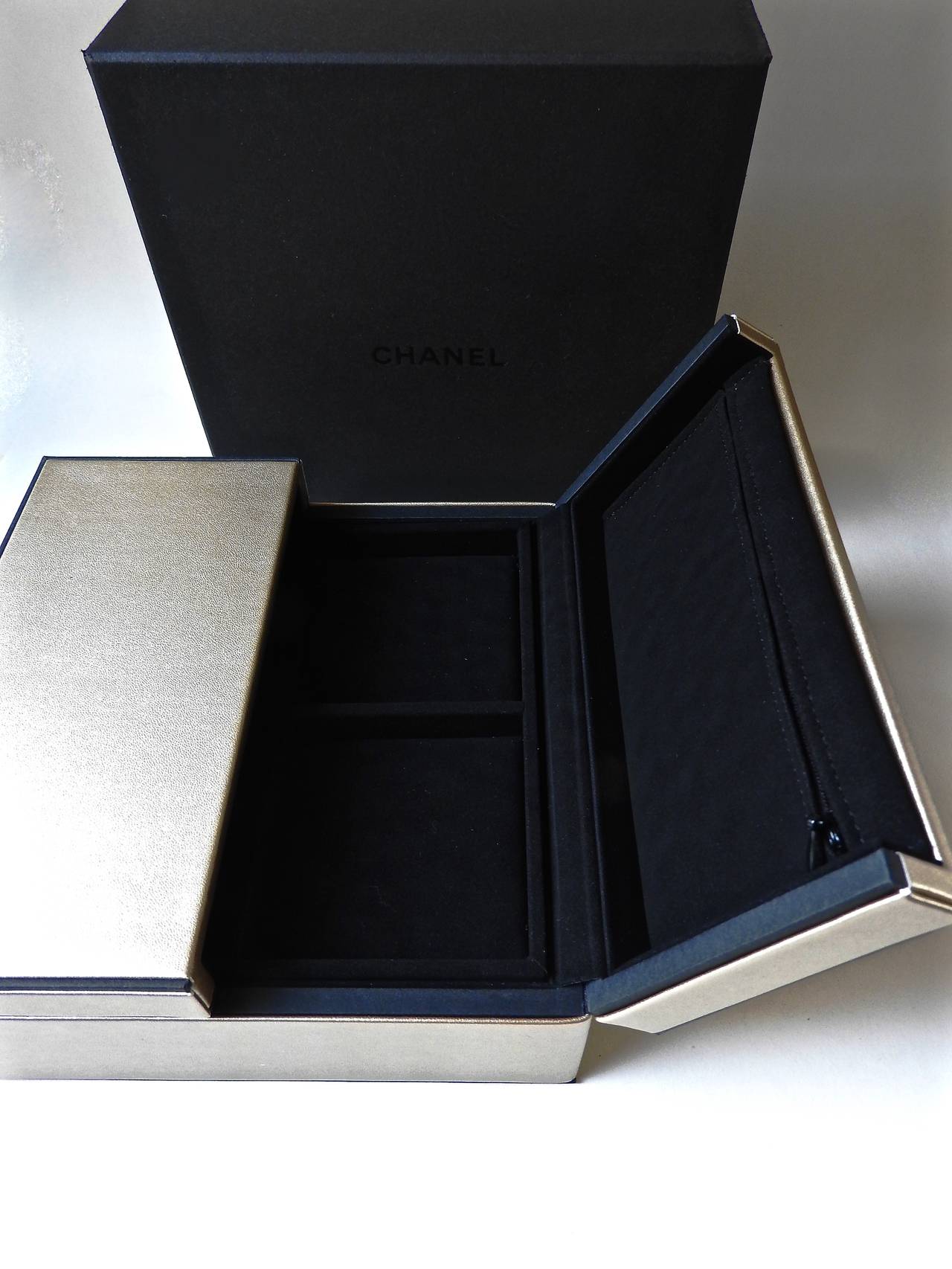 Chanel ✿*ﾟPALE Gold Lambskin 2-story Necklace Earrings Bracelet Jewellery Box 3